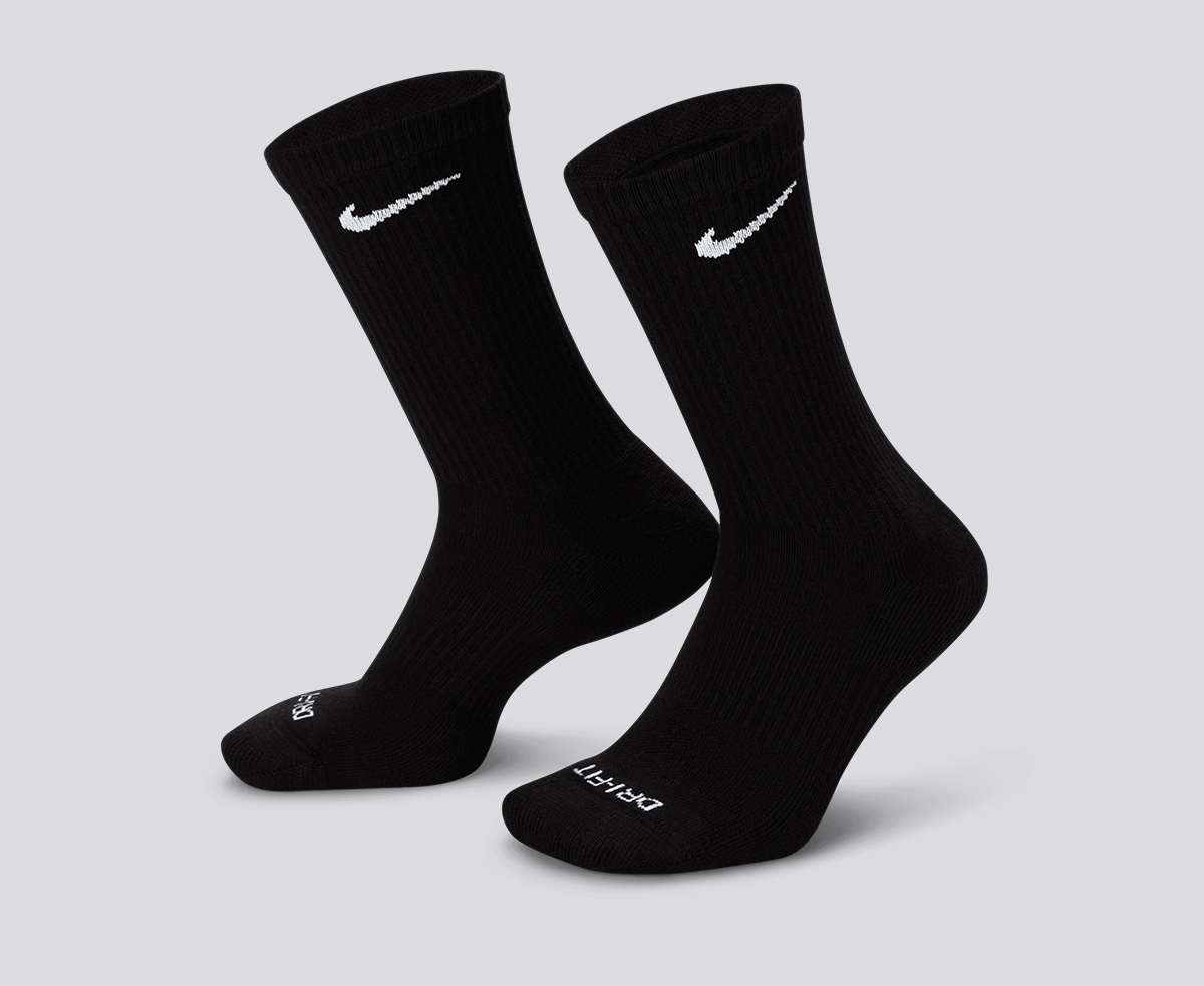 NIKE EVERYDAY PLUS CUSHIONED CREW SOCKS 3 PAIRS 'BLACK/WHITE'