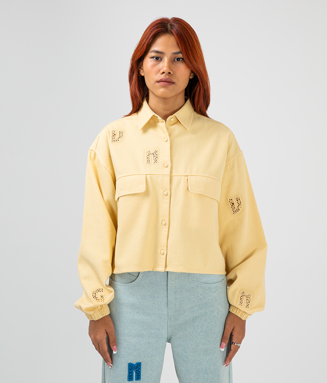 STRAW CROPPED SHIRT 'ITALIAN STRAW'