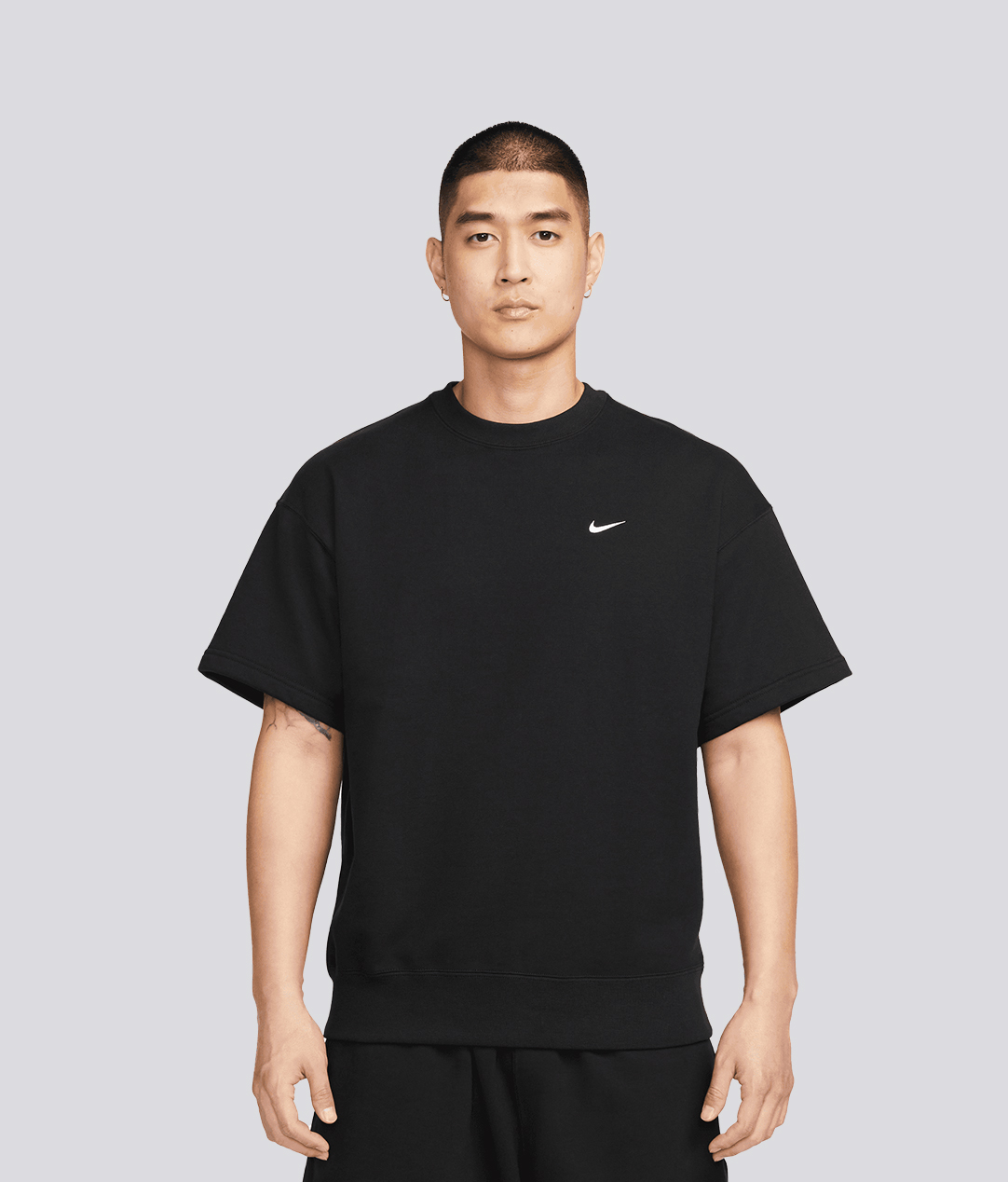 NIKE SOLO SWOOSH FRENCH TERRY SHORT SLEEVE TOP 'BLACK/WHITE'