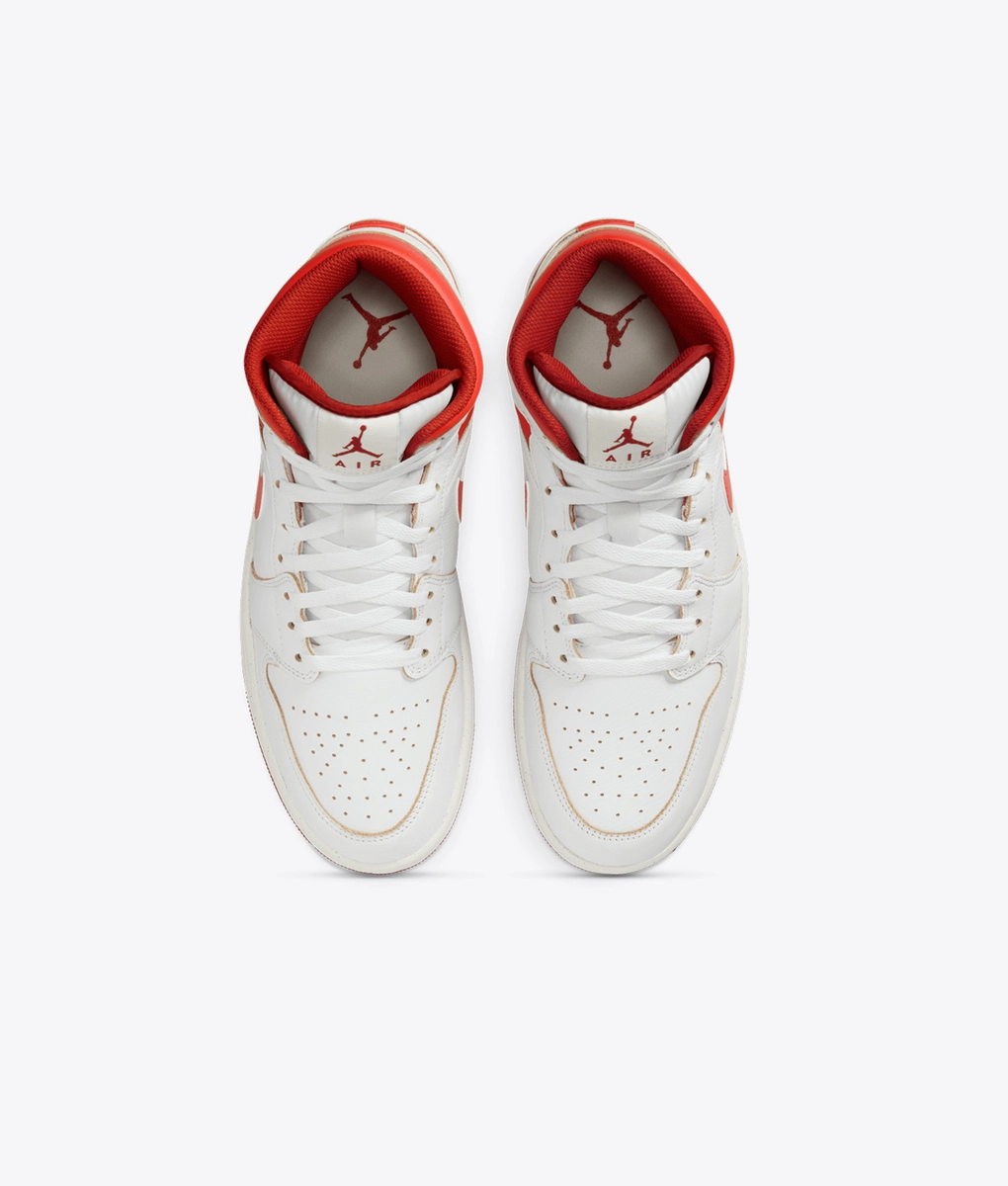 white and red mid jordan 1