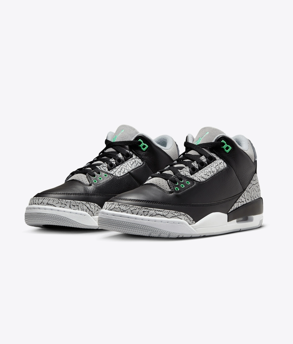 Jordan - JORDAN AIR JORDAN 3 RETRO BLACK/GREEN GLOW-WOLF GREY