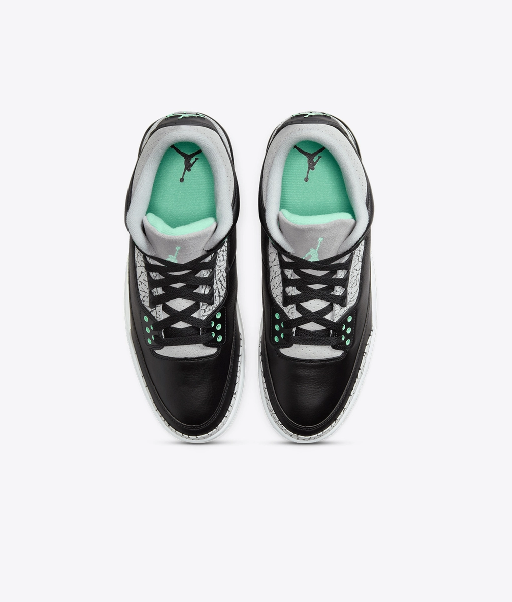Jordan - JORDAN AIR JORDAN 3 RETRO BLACK/GREEN GLOW-WOLF GREY