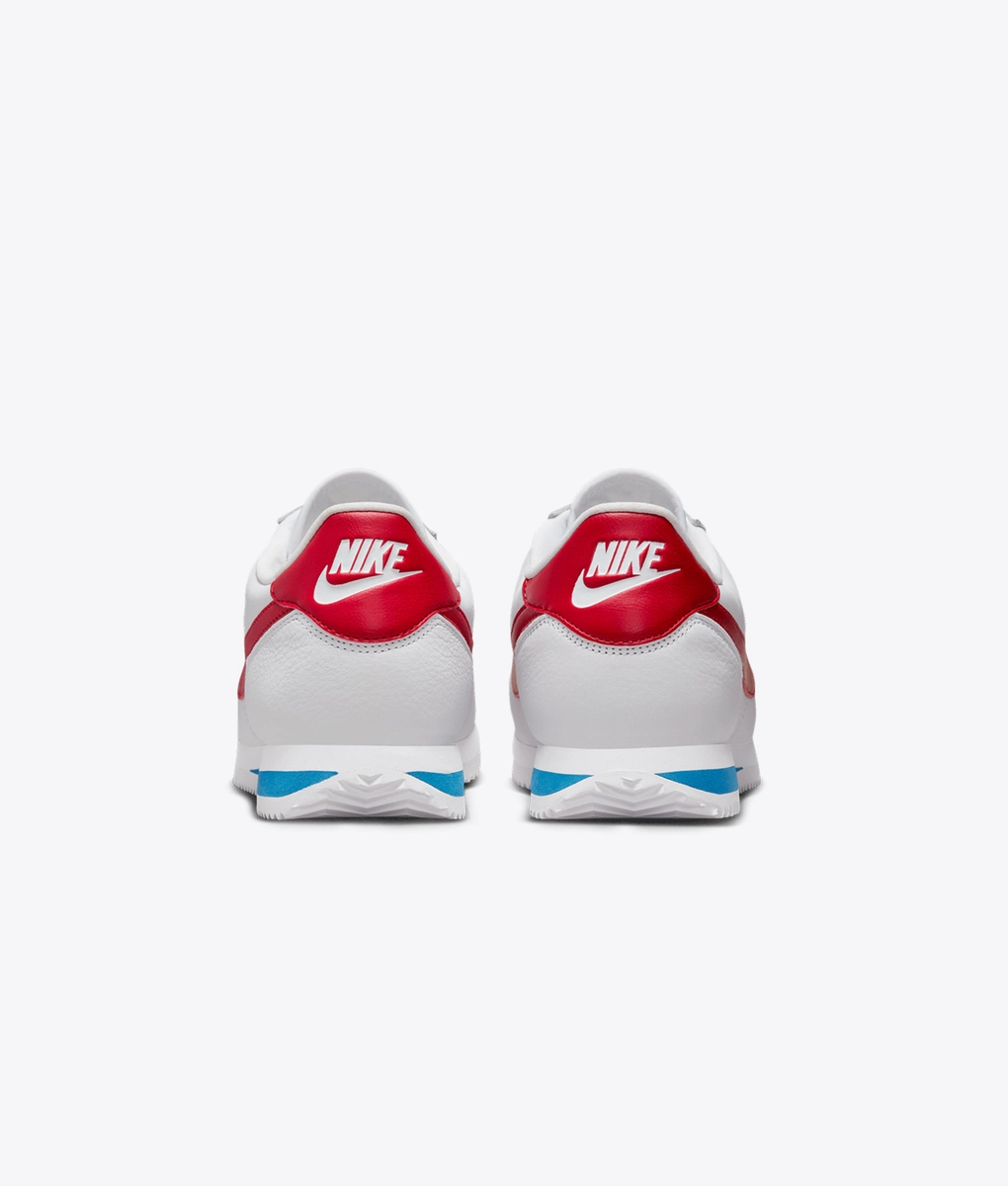 nike cortez white blue and red