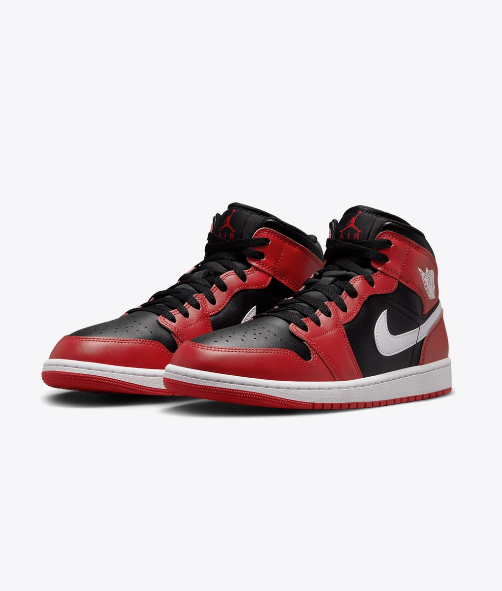 Jordan - JORDAN AIR JORDAN 1 MID BLACK/WHITE-GYM RED l BUY Men's