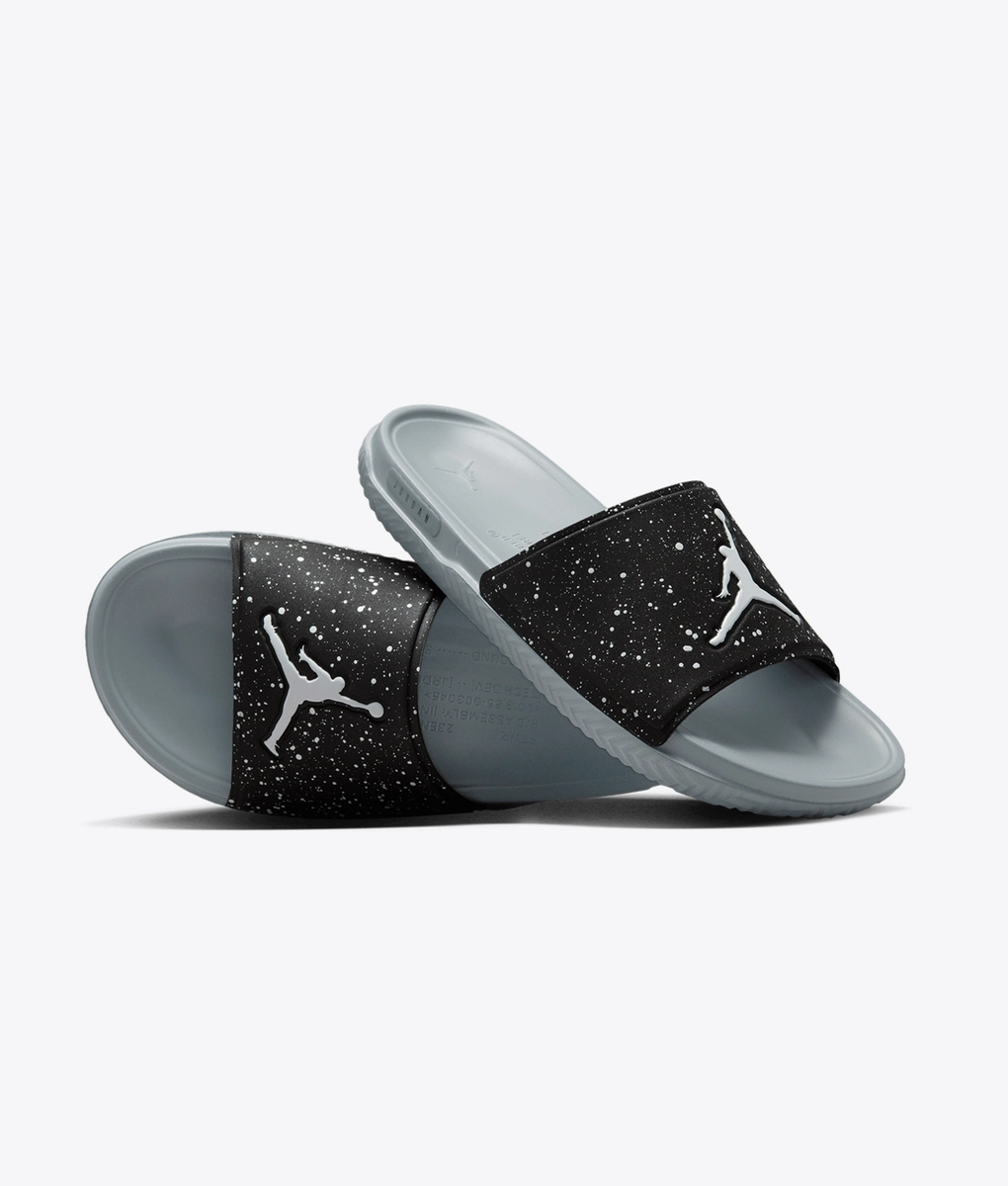 grey and white jordan slides