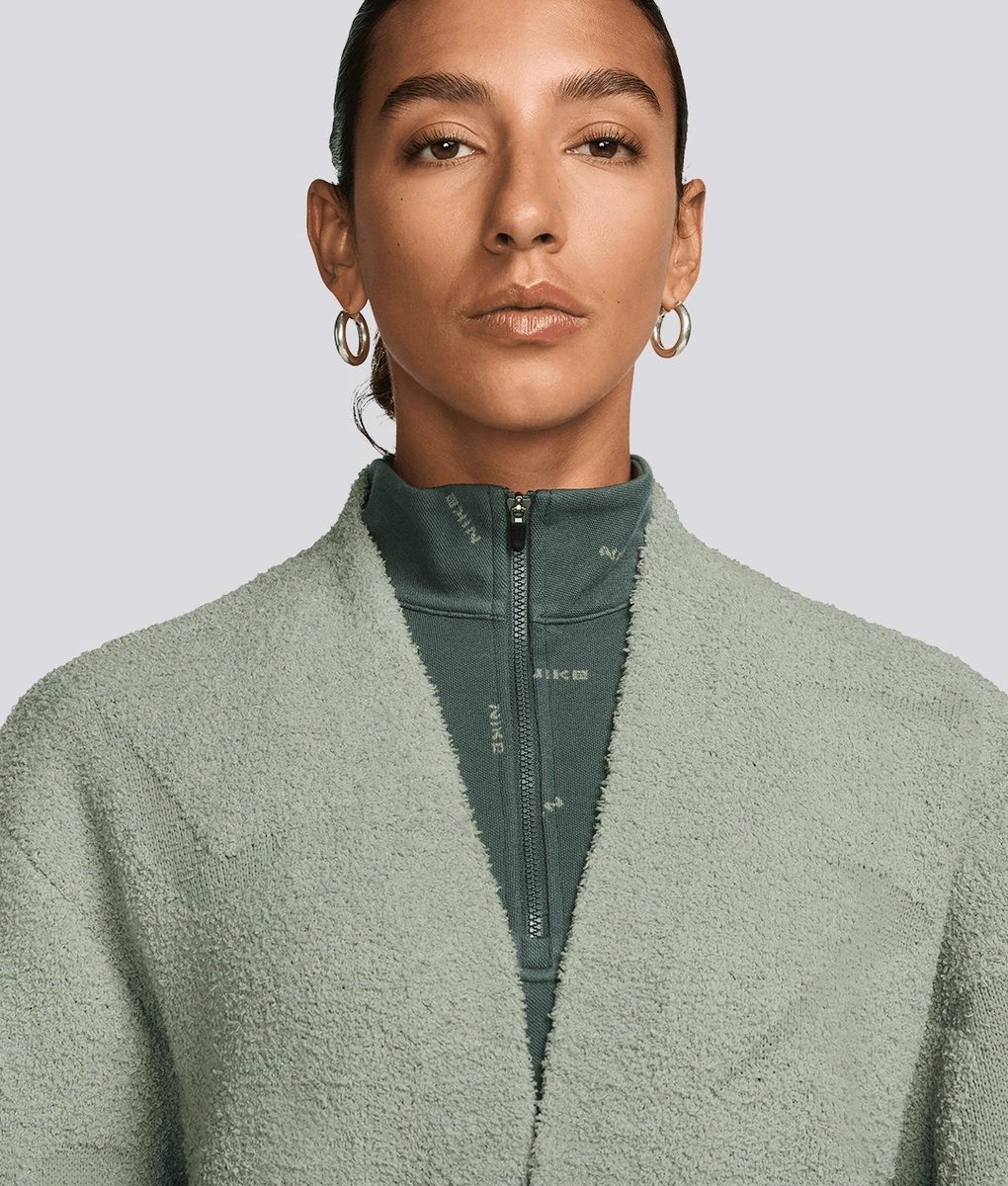 Nike - NIKE SPORTSWEAR PHOENIX COZY BOUCLE KNIT CARDIGAN JADE