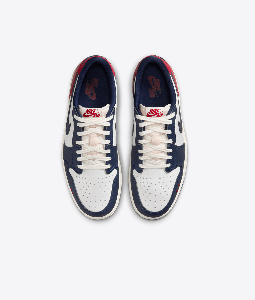 navy blue and red jordans