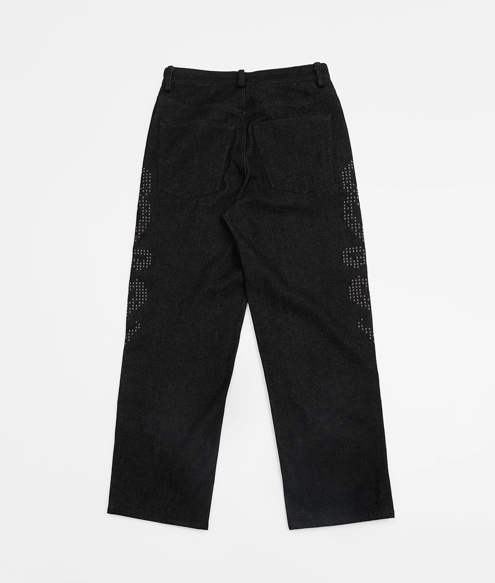 VegNonVeg - VEGNONVEG EMBROIDERED DOUBLE KNEE PANT BLACK l