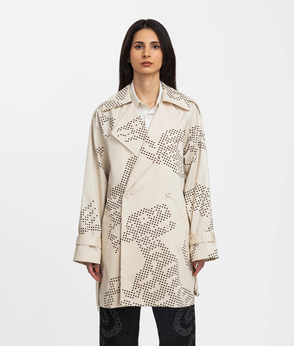 VegNonVeg - VEGNONVEG PRINTED SHORT TRENCH COAT CREAM l Buy Unisex