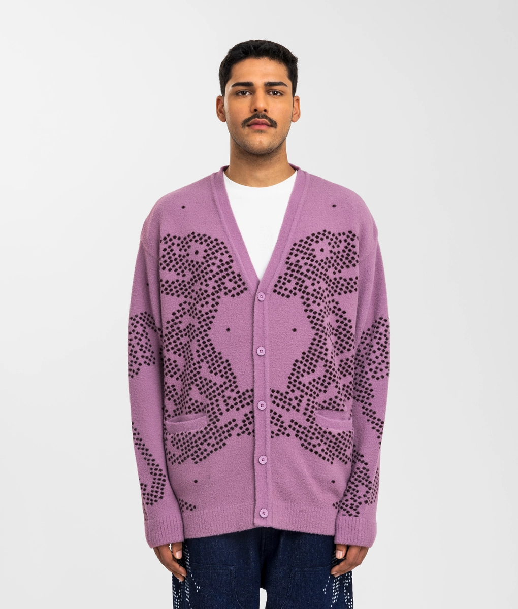 VegNonVeg - VEGNONVEG JACQUARD KNIT CARDIGAN PINK l Buy Unisex