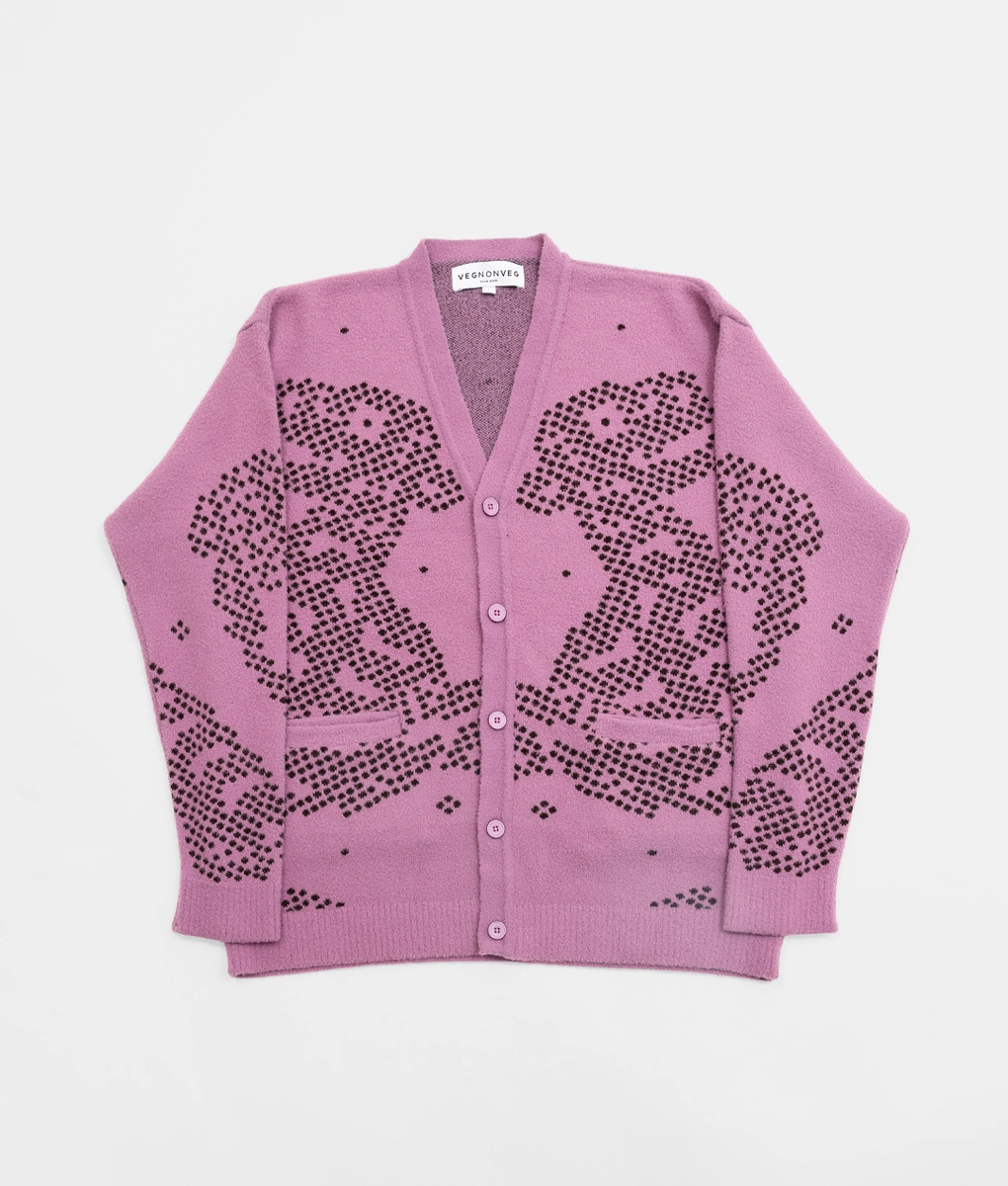VegNonVeg - VEGNONVEG JACQUARD KNIT CARDIGAN PINK l Buy Unisex