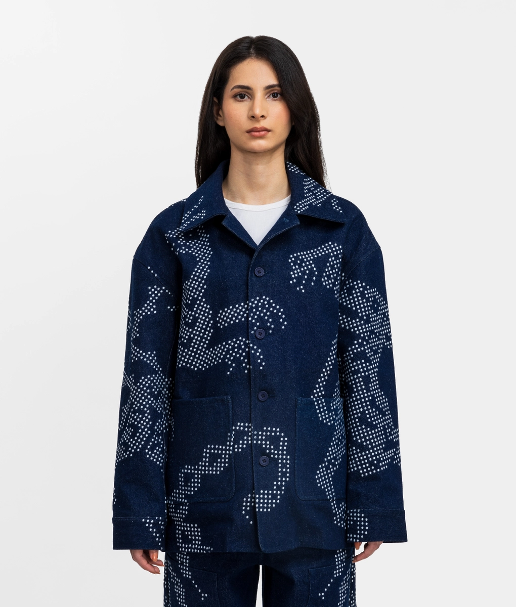 VegNonVeg - VEGNONVEG EMBROIDERED DENIM JACKET BLUE l Buy Unisex