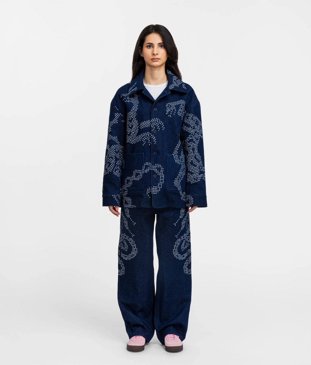 VegNonVeg - VEGNONVEG EMBROIDERED DENIM JACKET BLUE l Buy Unisex