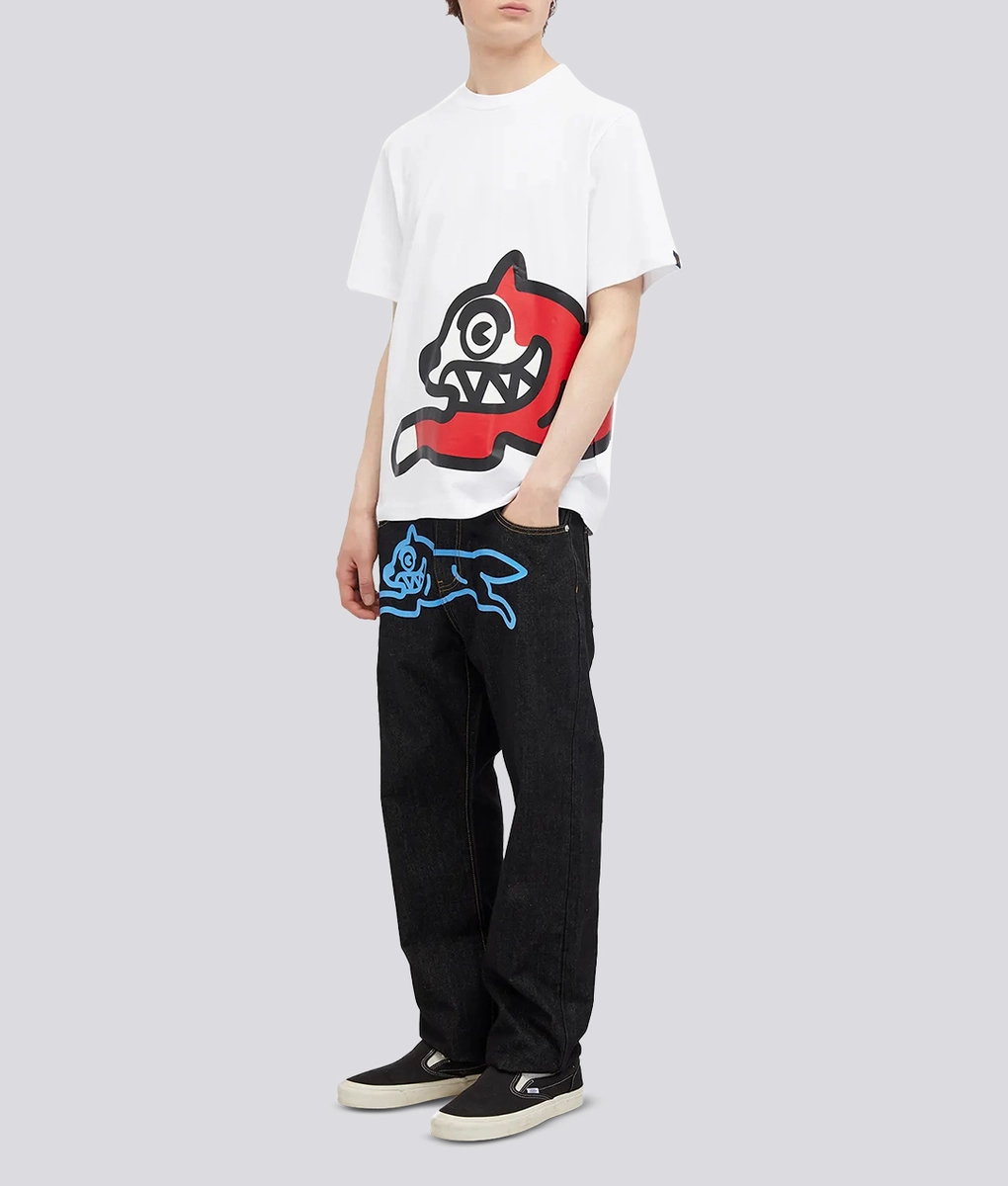 【関税込み】ICECREAM ホワイト Jumbo Running Dog Tシャツ ICECREAM Men's Jumbo Running Dog T-Shirt in White ICECREAM