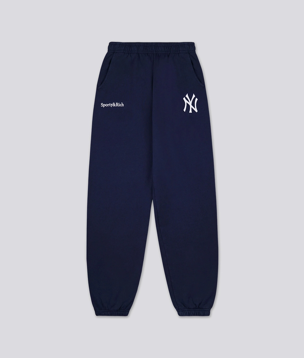 Sporty & Rich - SPORTY & RICH X YANKEES SERIF SWEATPANT NAVY/WHITE