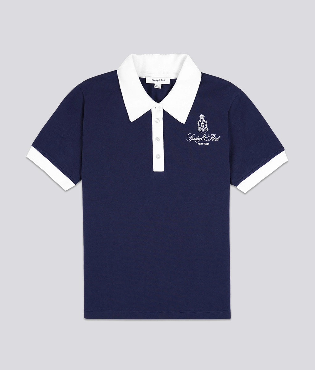 Sporty & Rich - SPORTY & RICH VENDOME SCRIPT 70S POLO NAVY/WHITE l