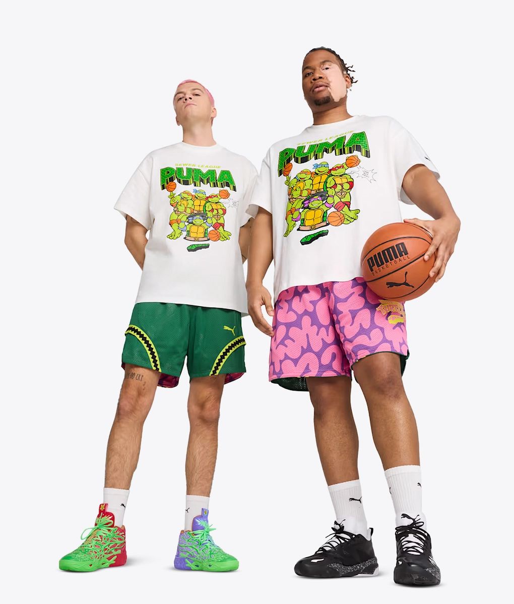 PUMA バスケットボール HOOPS X ニンジャタートルズ Puma - PUMA HOOPS X TMNT SHORT VINE/ULTRA VIOLET-FAST PINK l