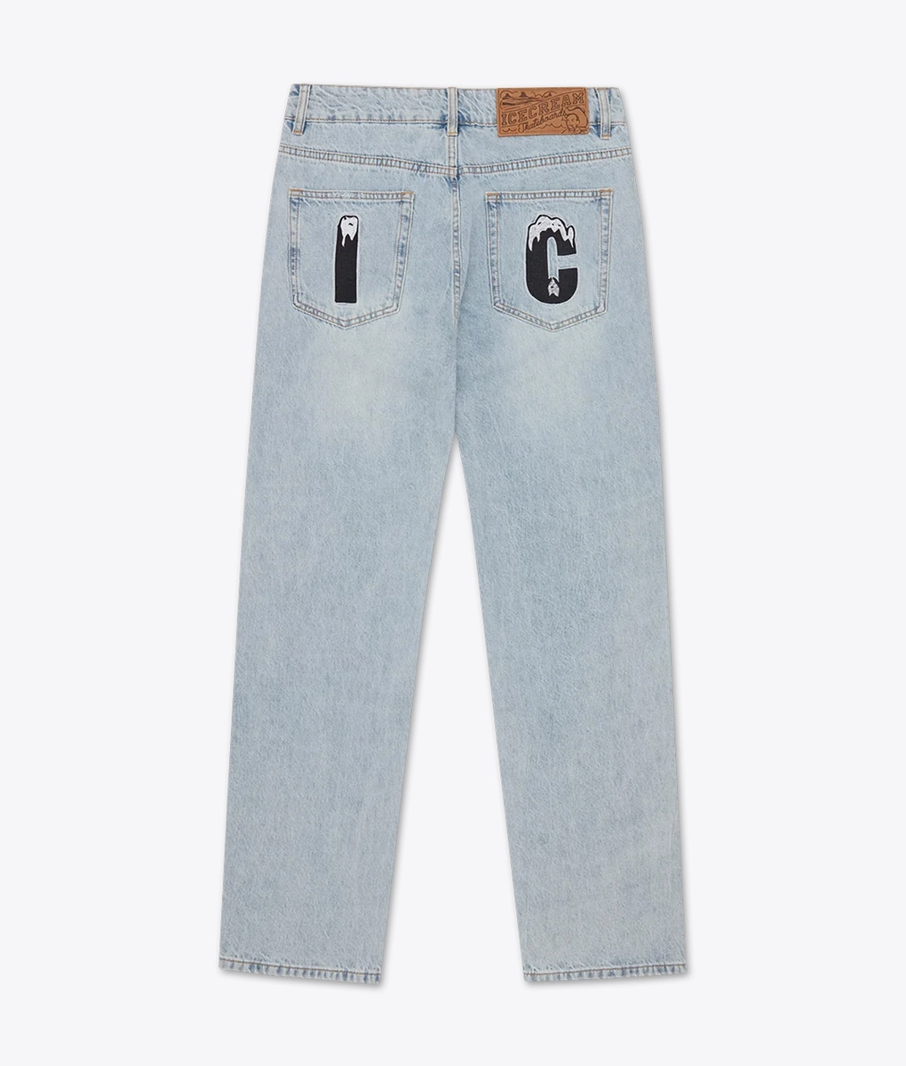 パンツ ICECREAM WASHED DENIM PANTS BLUE/WHITE ICECREAM アイスクリーム WASHED DENIM PANTS/BLUExWHITE