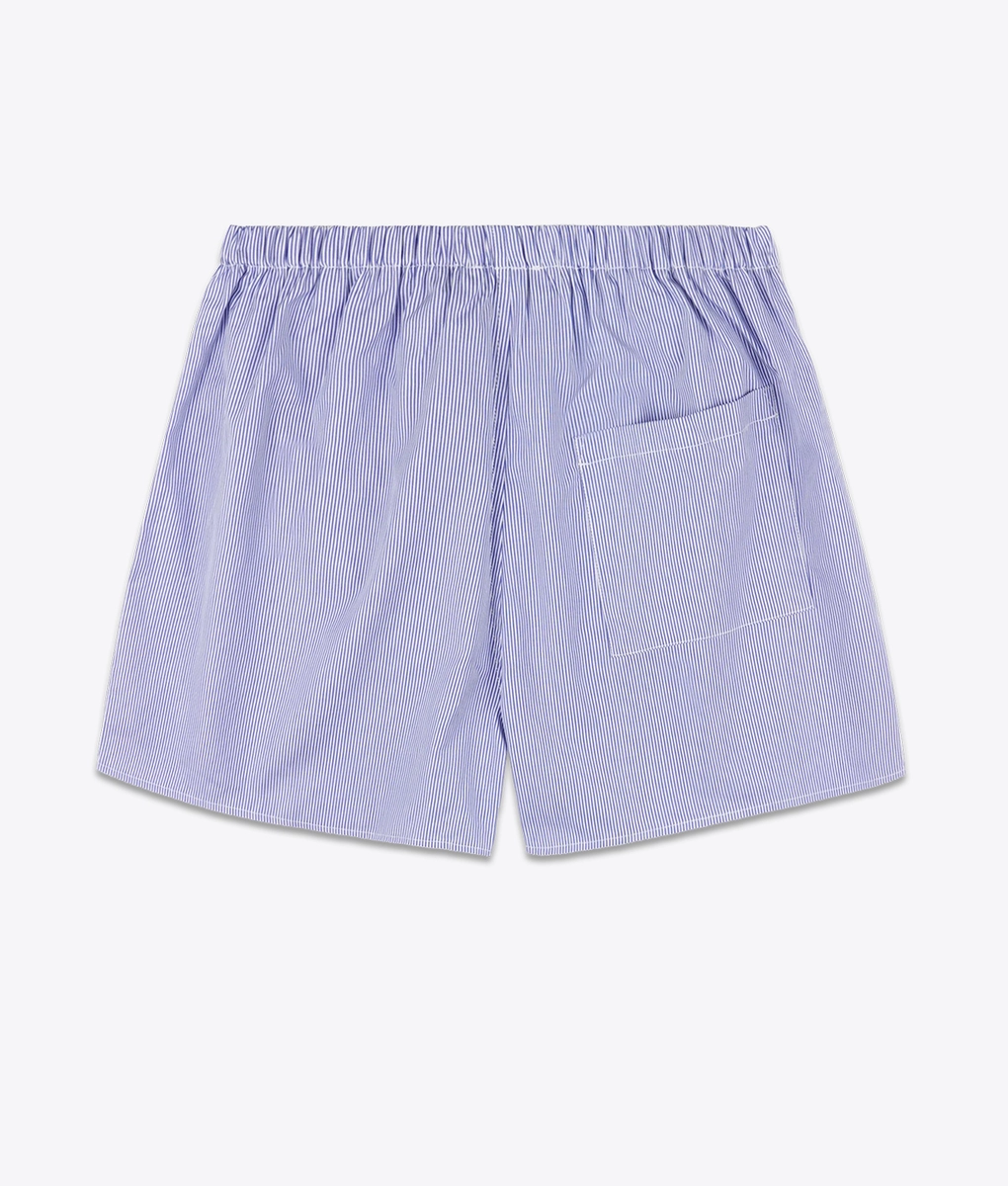 ショートパンツ Sporty & Rich BOXER SHORT STRIPED (SH012606302ST02 3896) Serif Logo Boxer Shorts White, Red And Navy Stripe | The Webster