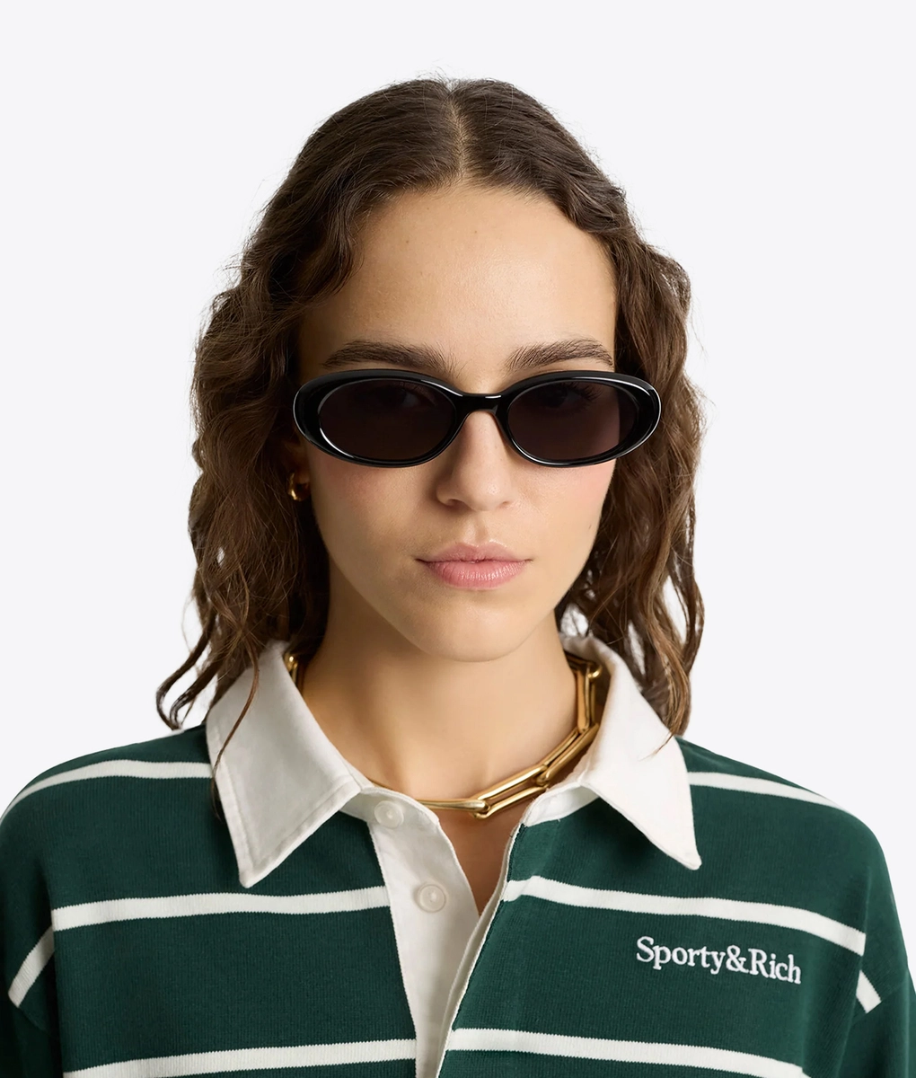 Sporty & Rich - SPORTY & RICH SERIF LOGO CROPPED RUGBY POLO FOREST