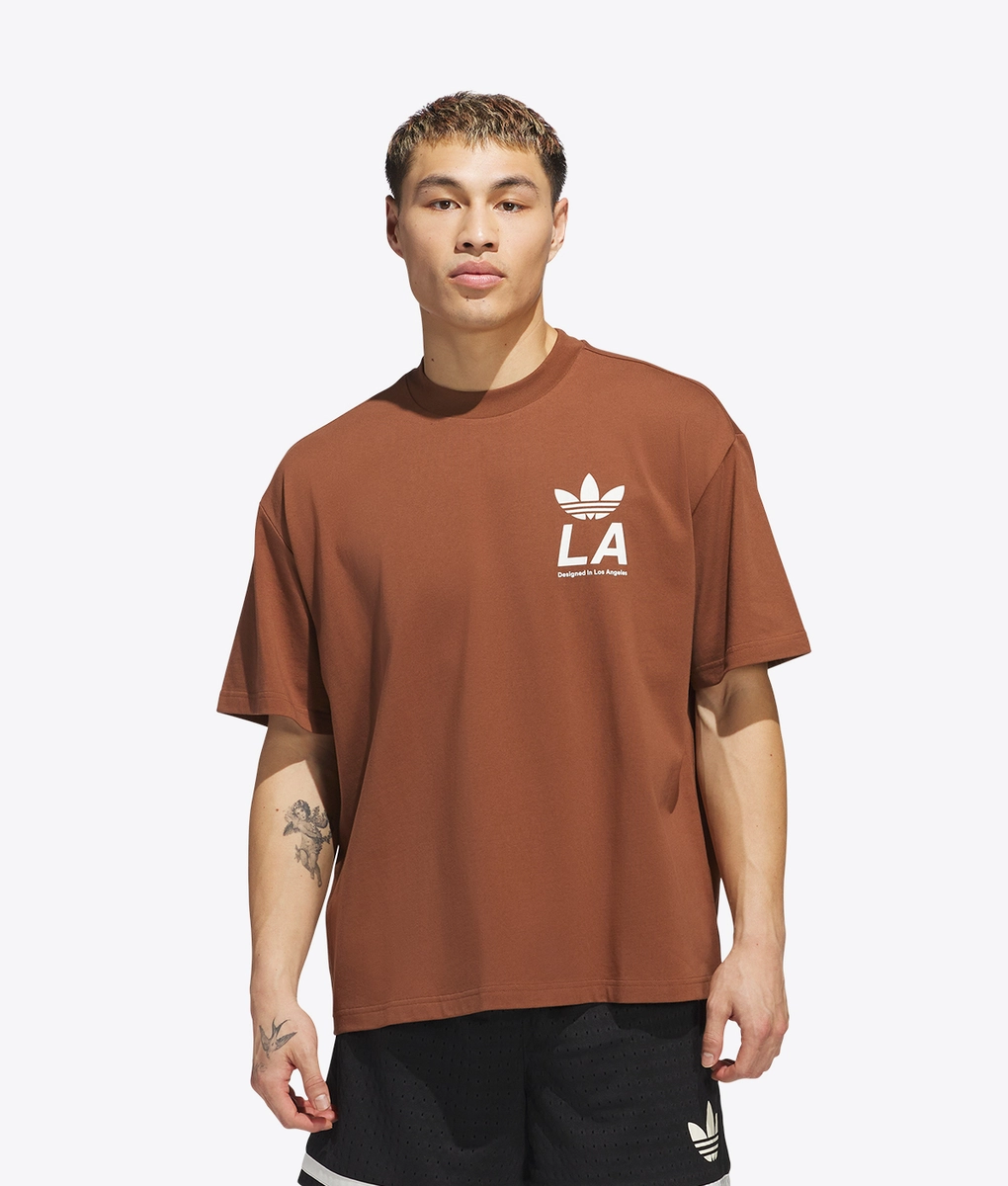 ☆adidas☆ Cropped Velvet Monogram Tee Brown adidas Originals Cropped Velvet Embossed Monogram Tee Dark