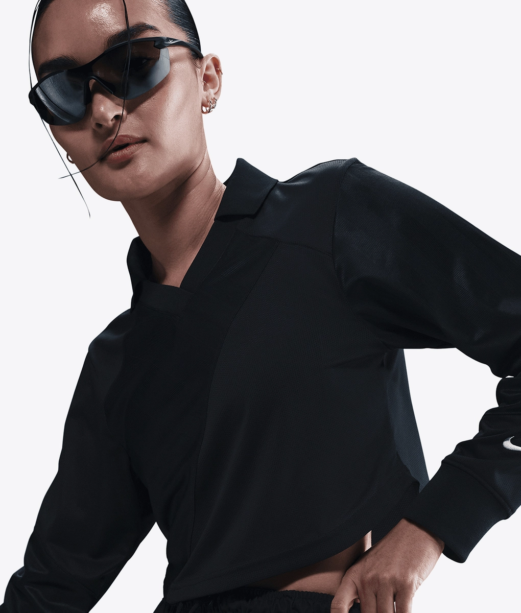 Nike - NIKE SPORTSWEAR LONG SLEEVE CROPPED TOP BLACK/BLACK/SAIL l