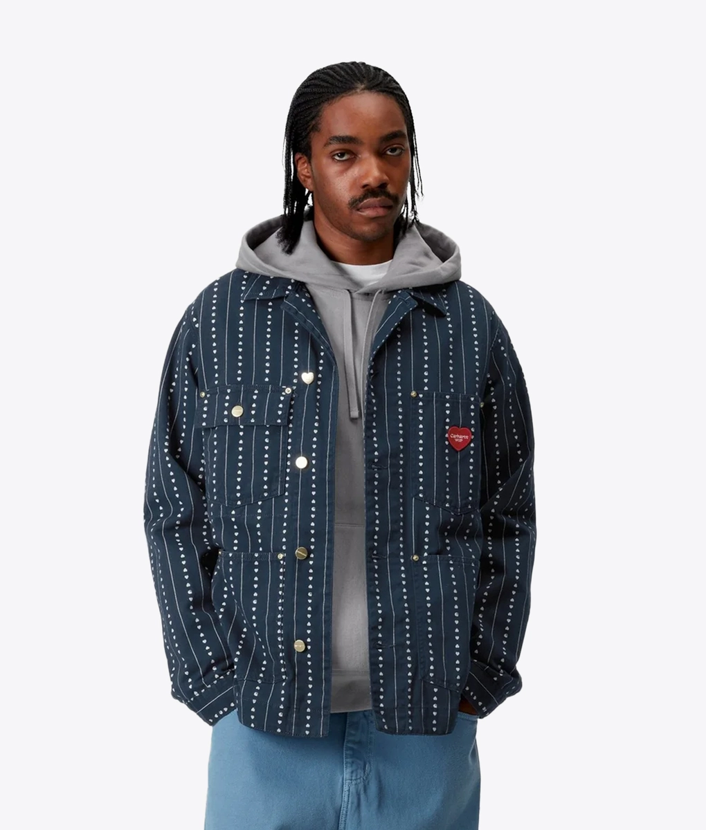Carhartt WIP - CARHARTT WIP DREWE CHORE PINSTRIPE COAT INK/NATURAL