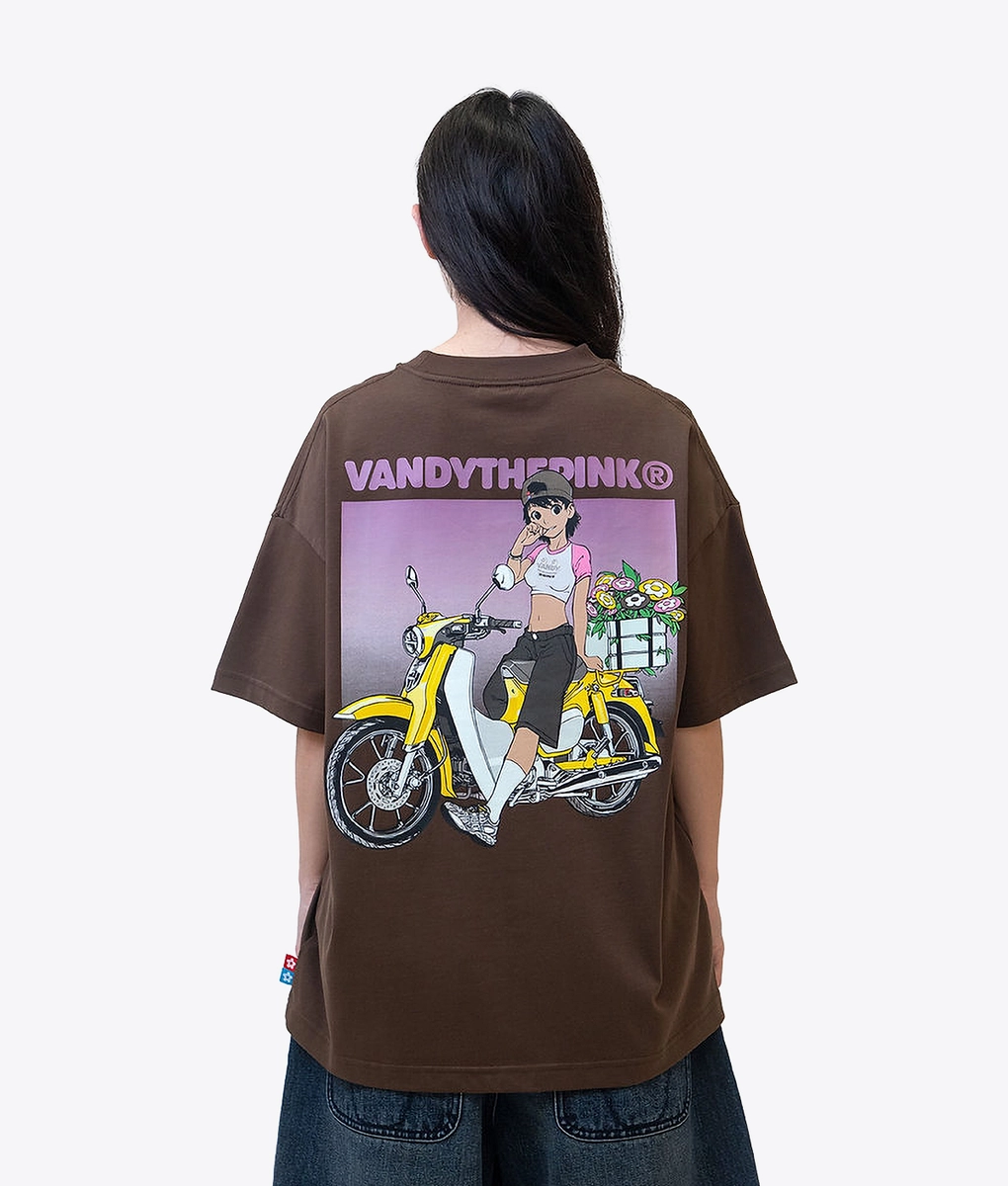 Vandy The Pink - Vandy The Pink Bike Girl Graphic T-Shirt Brown