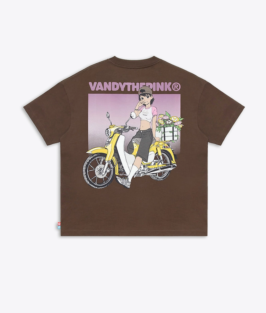 Vandy The Pink - Vandy The Pink Bike Girl Graphic T-Shirt Brown