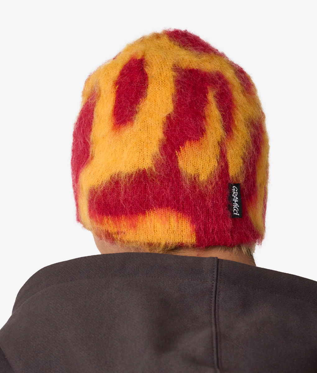 Orange And Yellow Beanie MOHAIR BURLY RUNNINGMAN BEANIE