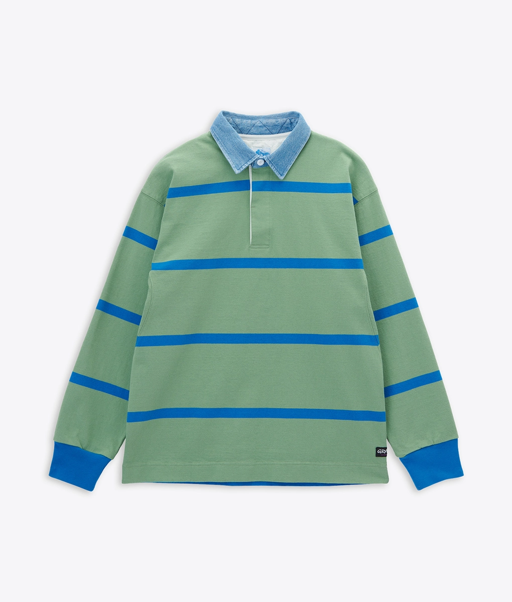 Long Sleeve Green And Blue Striped Rugby Shirt Polo Ralph Lauren The Iconic Rugby Shirt Green FARFETCH IN