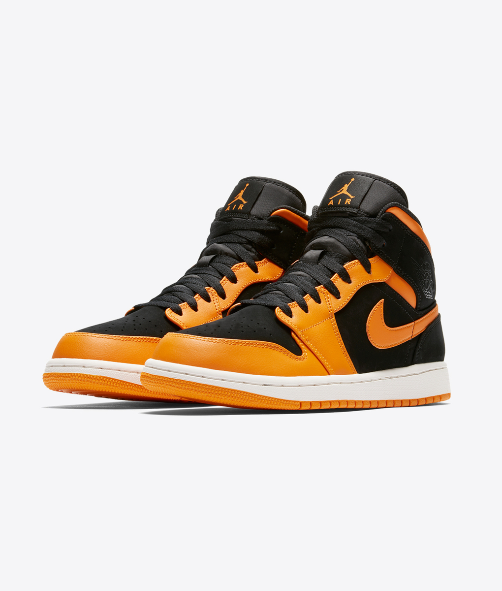 nike air jordan 1 retro mid black orange peel