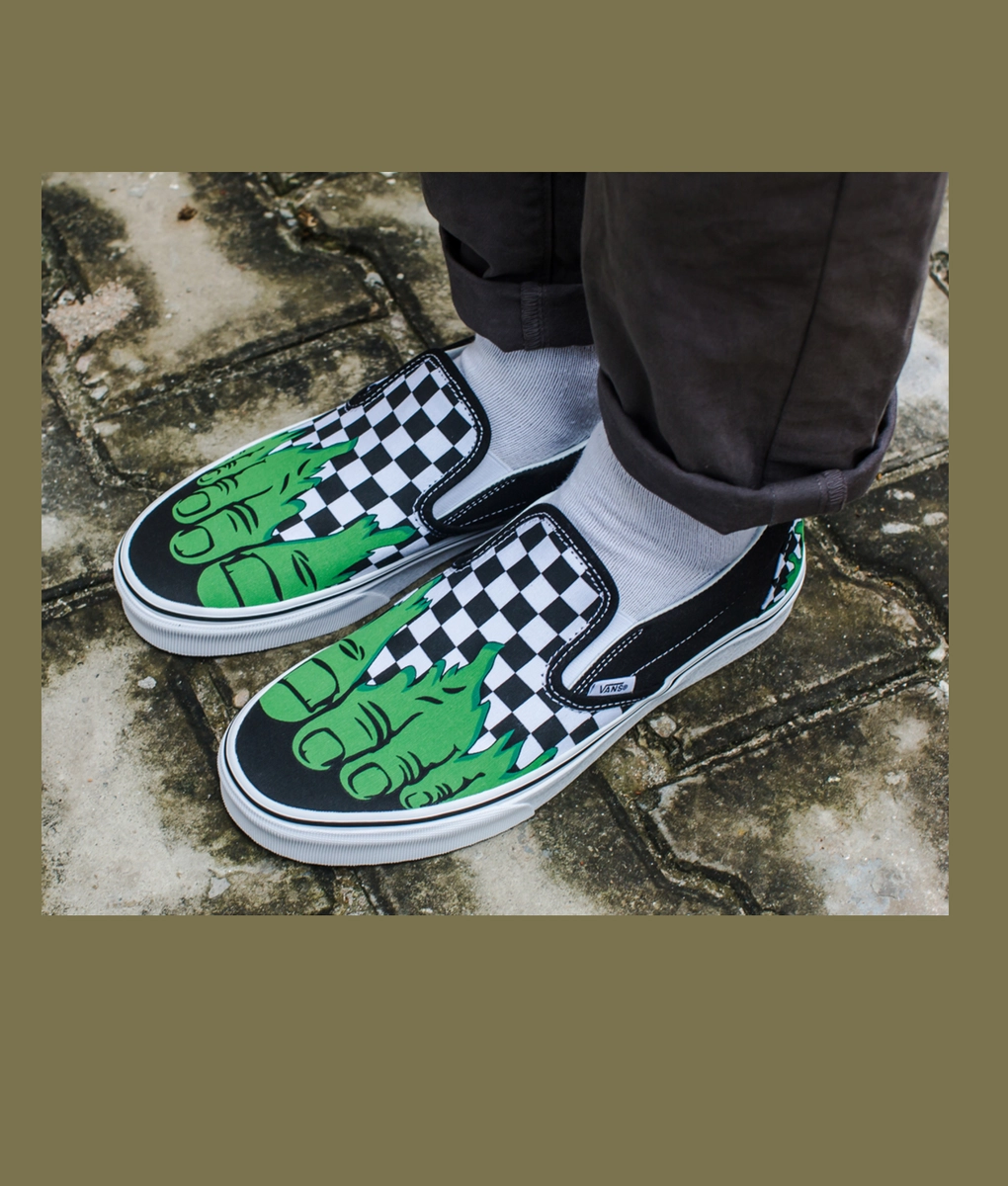 Vans - CLASSIC SLIP-ON (MARVEL) 'HULK/CHECKERBOARD' - VegNonVeg