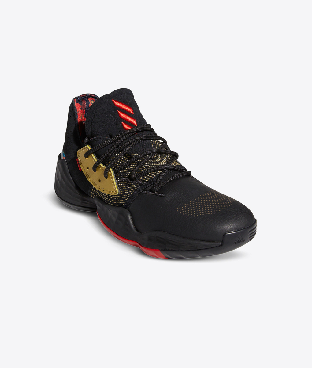 Adidas - Harden Vol4 'Core Black/Gold Met/Scarlet' - VegNonVeg
