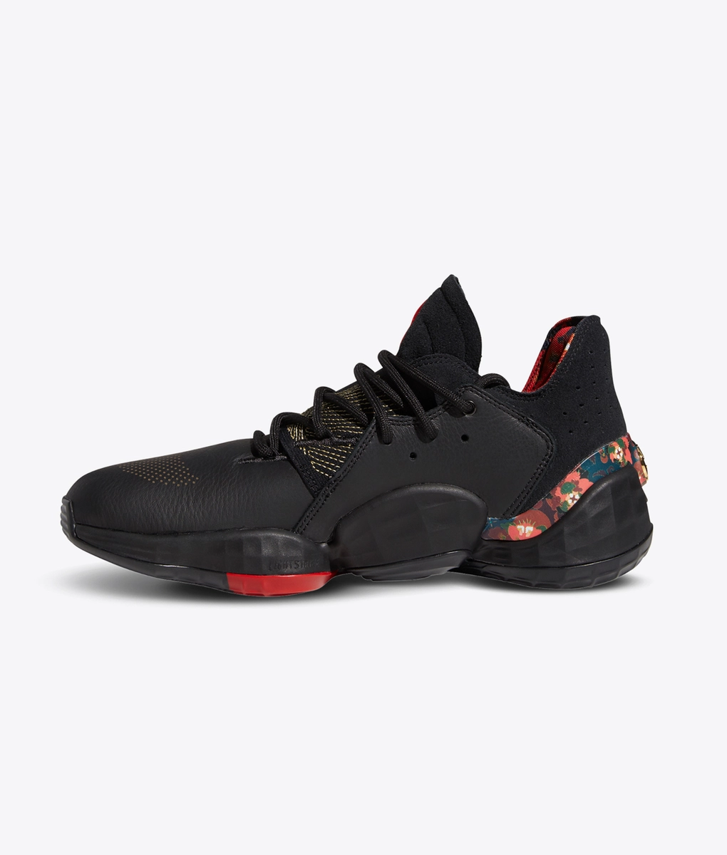Adidas - Harden Vol4 'Core Black/Gold Met/Scarlet' - VegNonVeg