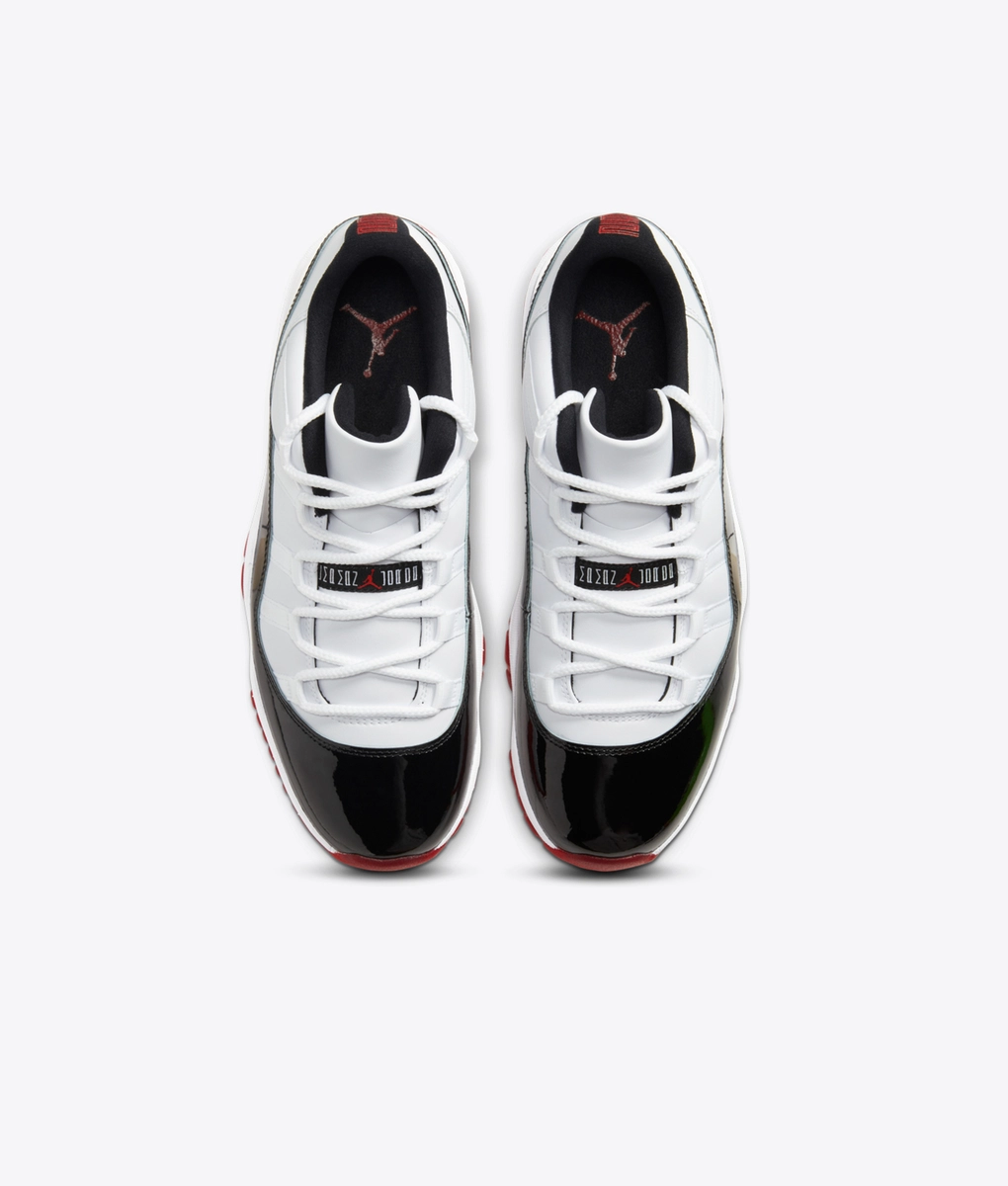 jordan 11 low top red black and white
