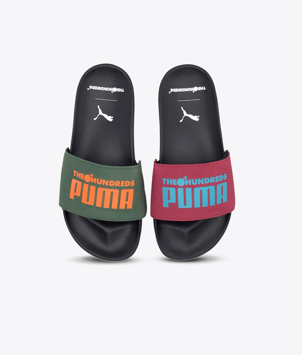 Puma x The Hundreds Leadcat Slides in Black Red Green PUMA The Hundreds x Leadcat Slides  main image 4