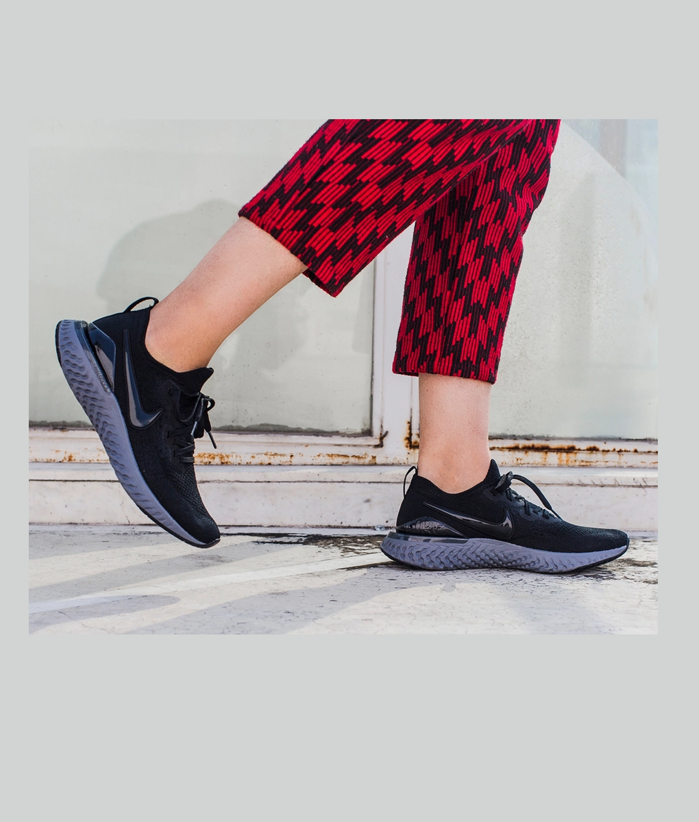 epic react flyknit black white