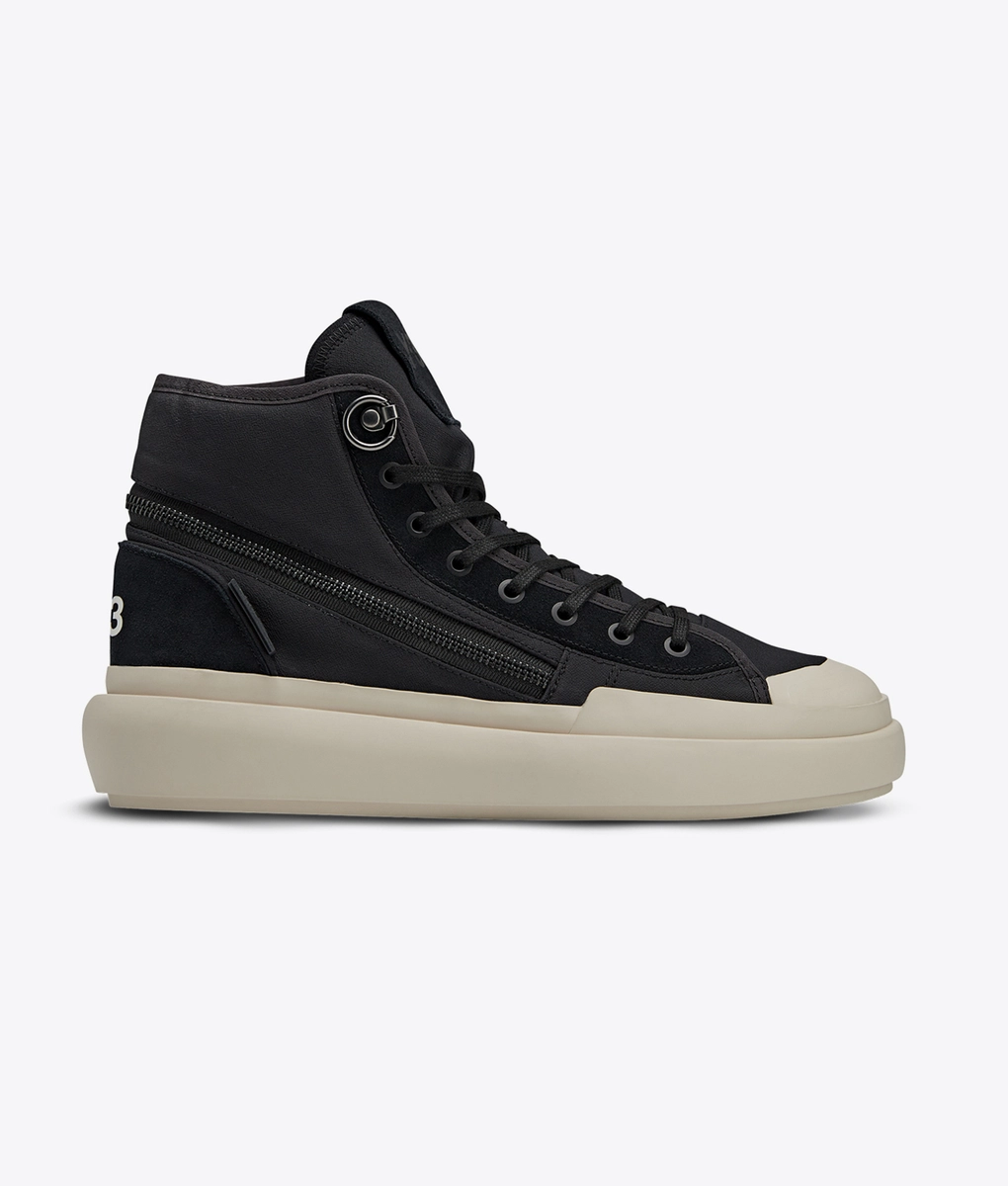 Y-3 AJATU COURT HIG ブラック ADIDAS MEN'S Y-3 AJATU COURT HIGH CORE BLACK/WHITE SNEAKER