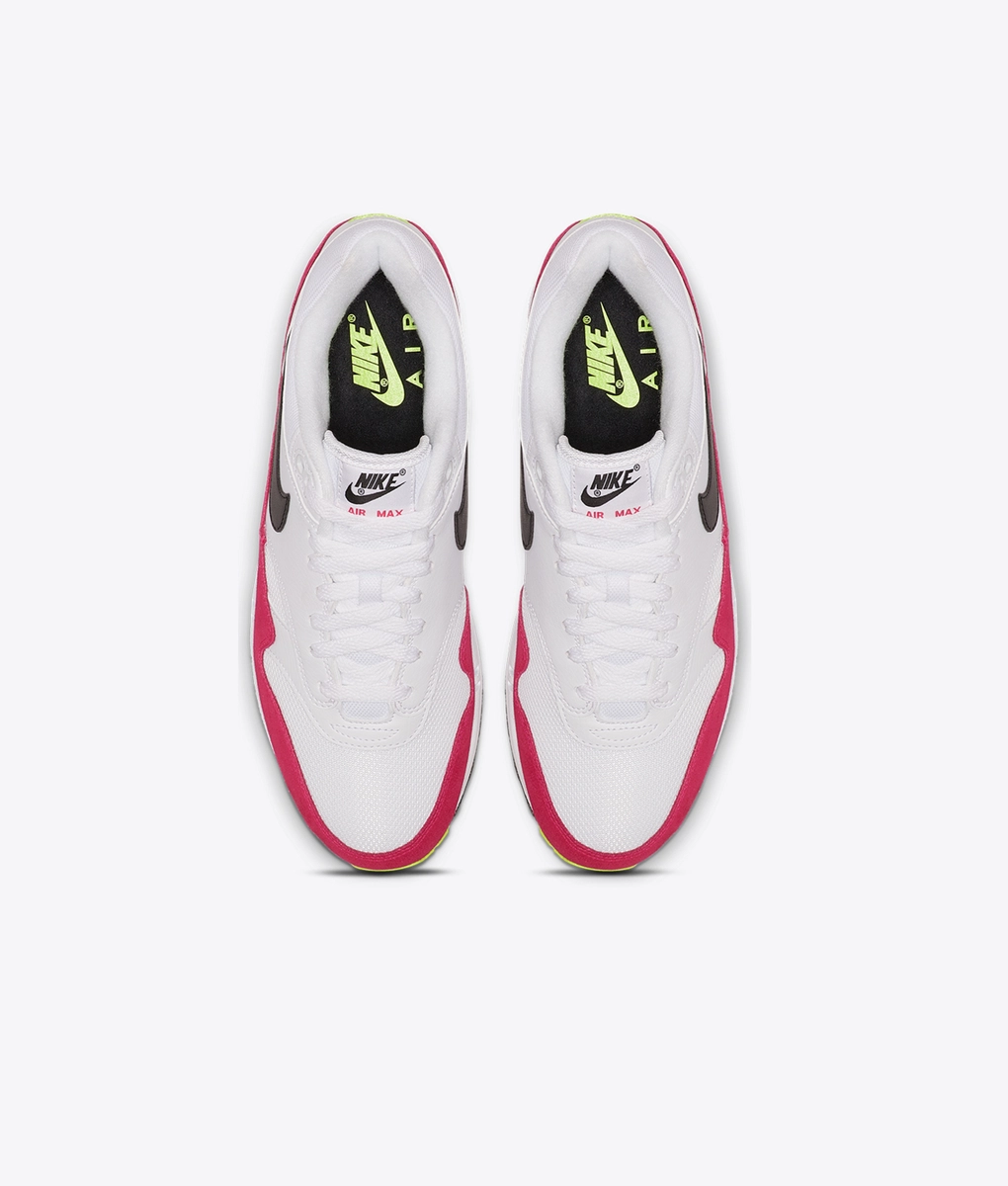 air max 1 trainers white black volt rush pink