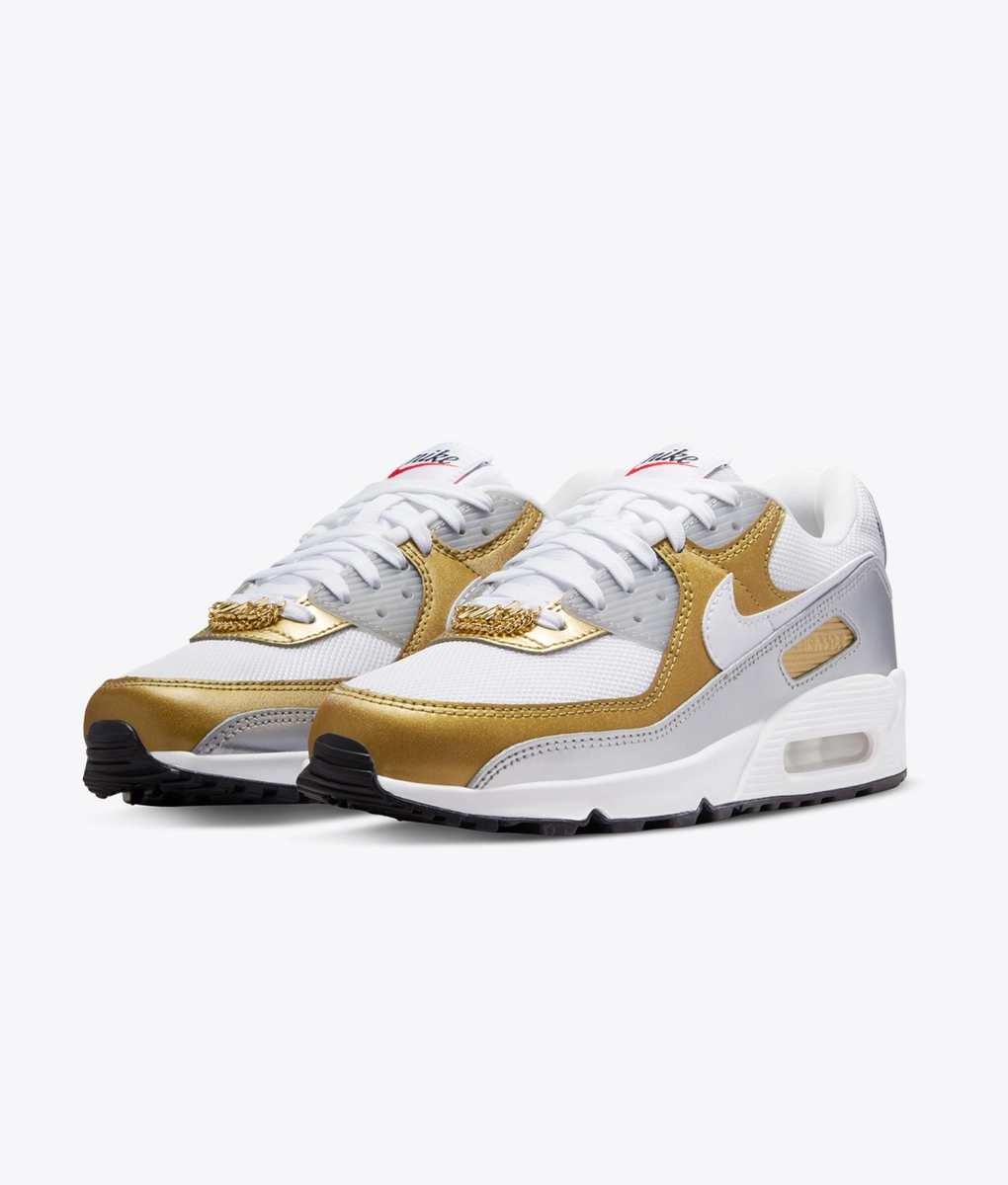 air max 90 metallic gold white