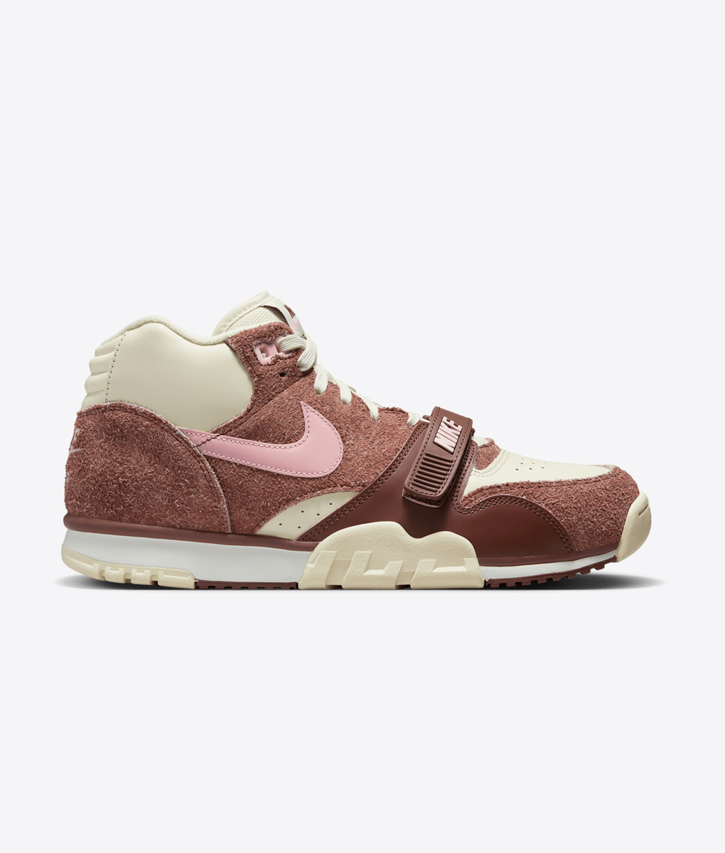 NIKE ナイキ AIR TRAINER 1 DARK PONY/MED SOFT PINK-COCONUT MILK ハイカットスニーカー シューズ ホワイト/ピンク Nike - 1 - VegNonVeg