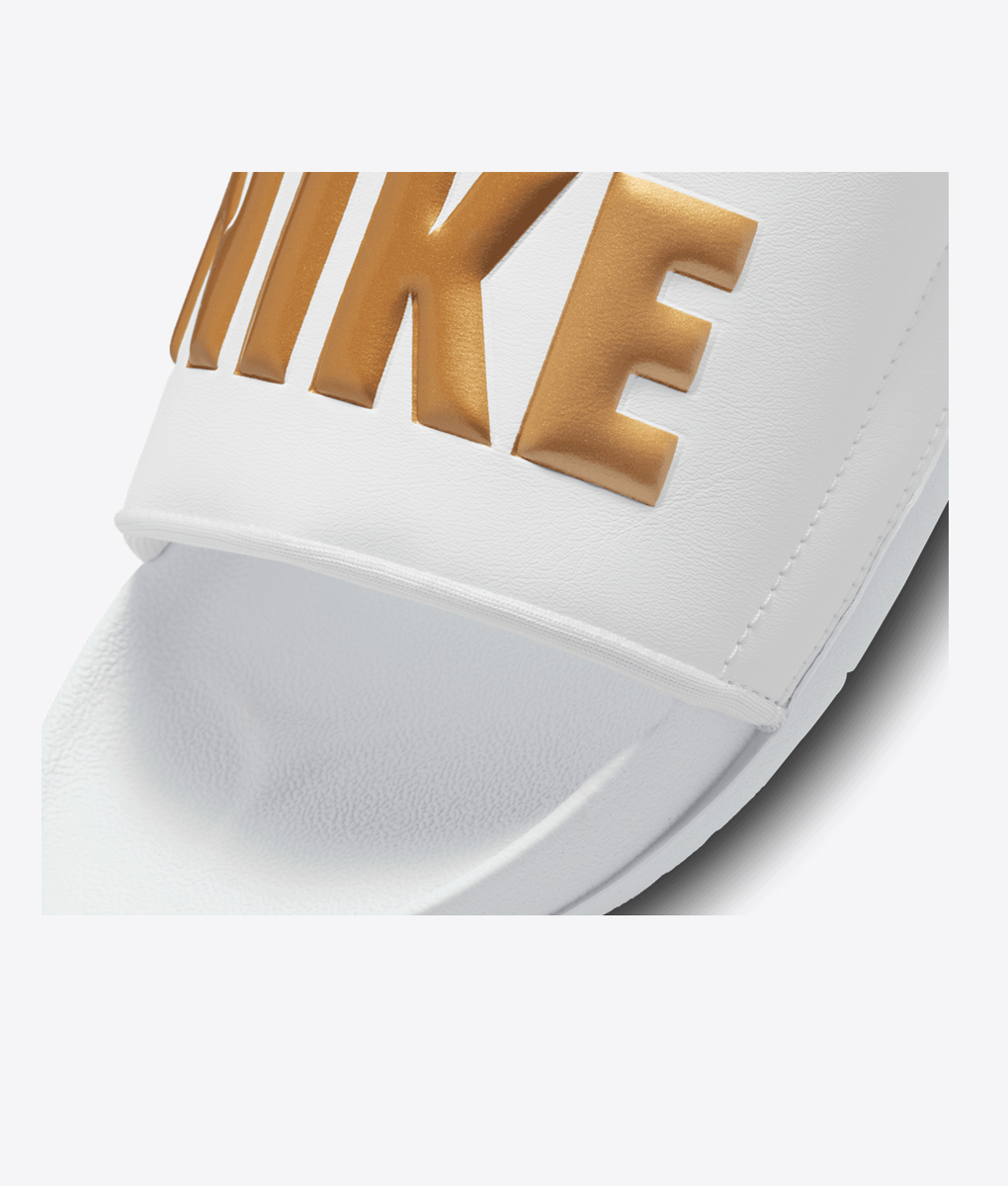 white gold nike slides