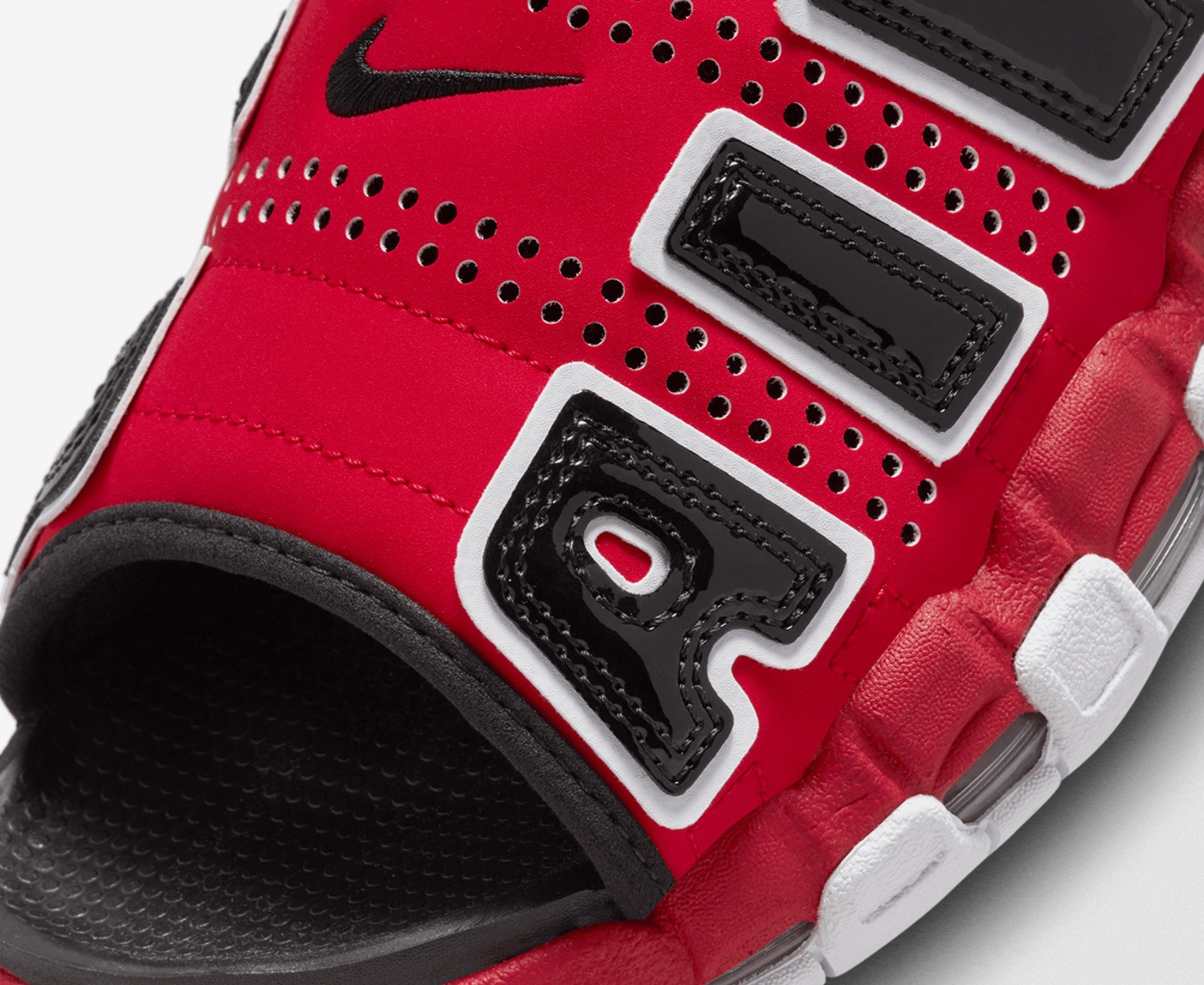 Nike - AIR MORE UPTEMPO SLIDE 'UNIVERSITY RED/WHITE-BLACK' - VegNonVeg