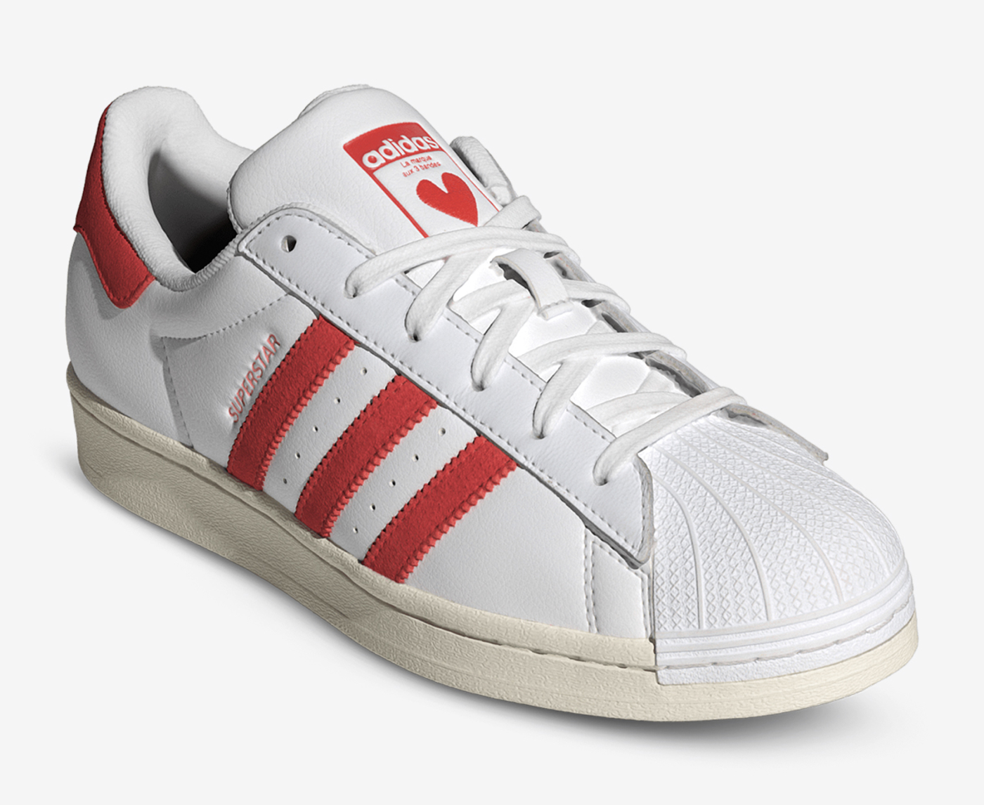 Adidas superstar mens 2024 white and red