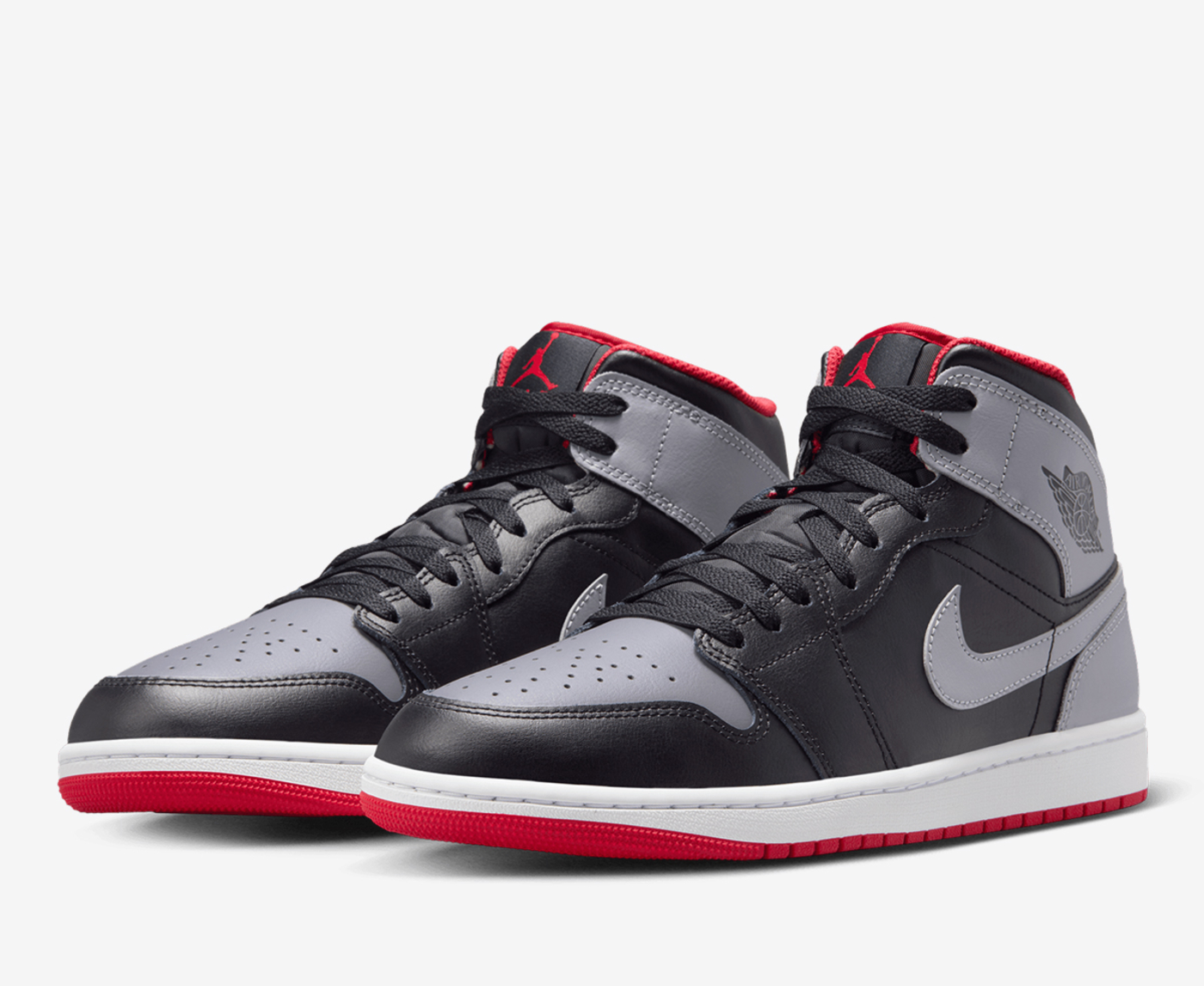 Jordan 1 mid cheap black red white