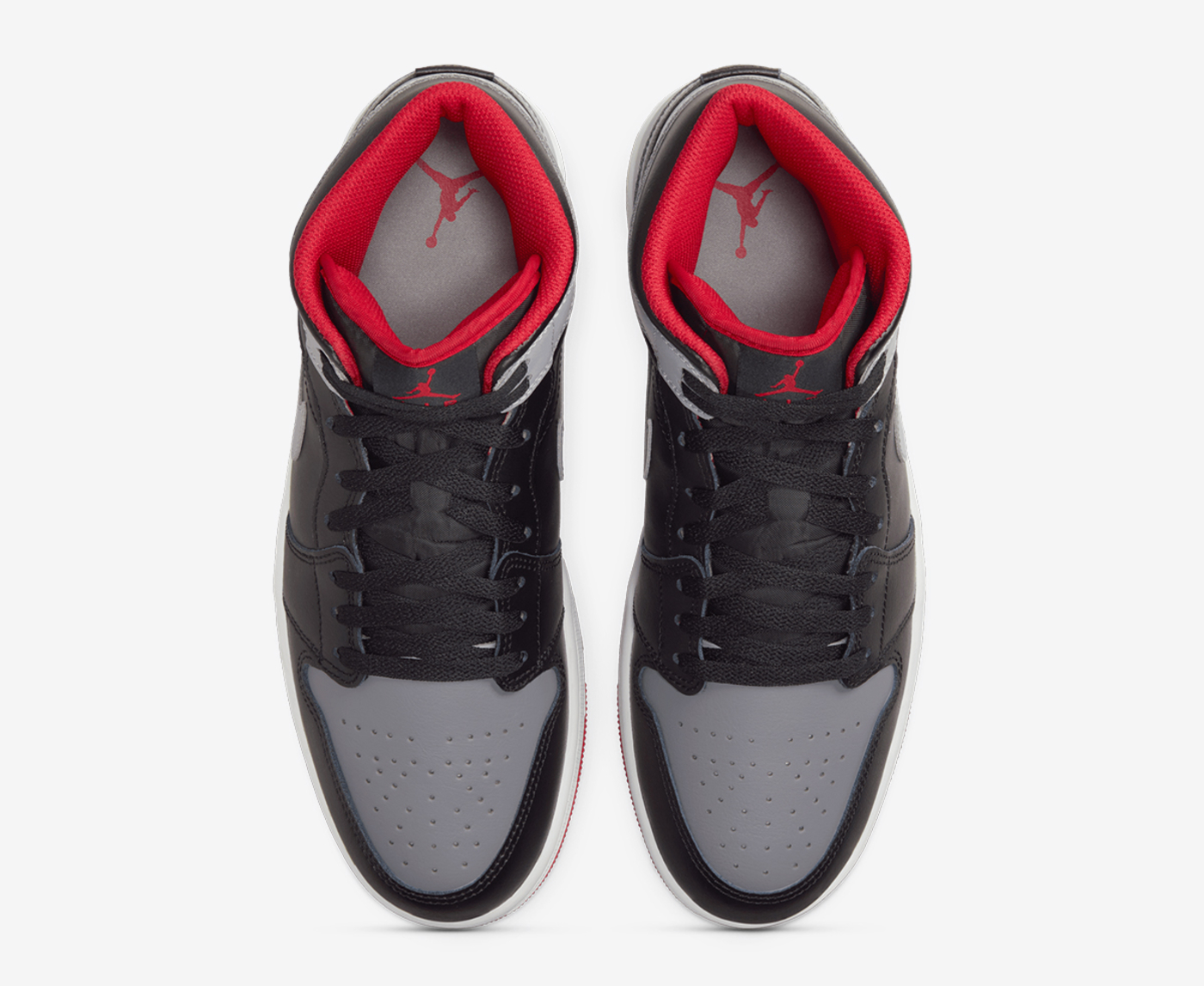 Jordan - AIR JORDAN 1 MID 'BLACK/CEMENT GREY-FIRE RED-WHITE' - VegNonVeg