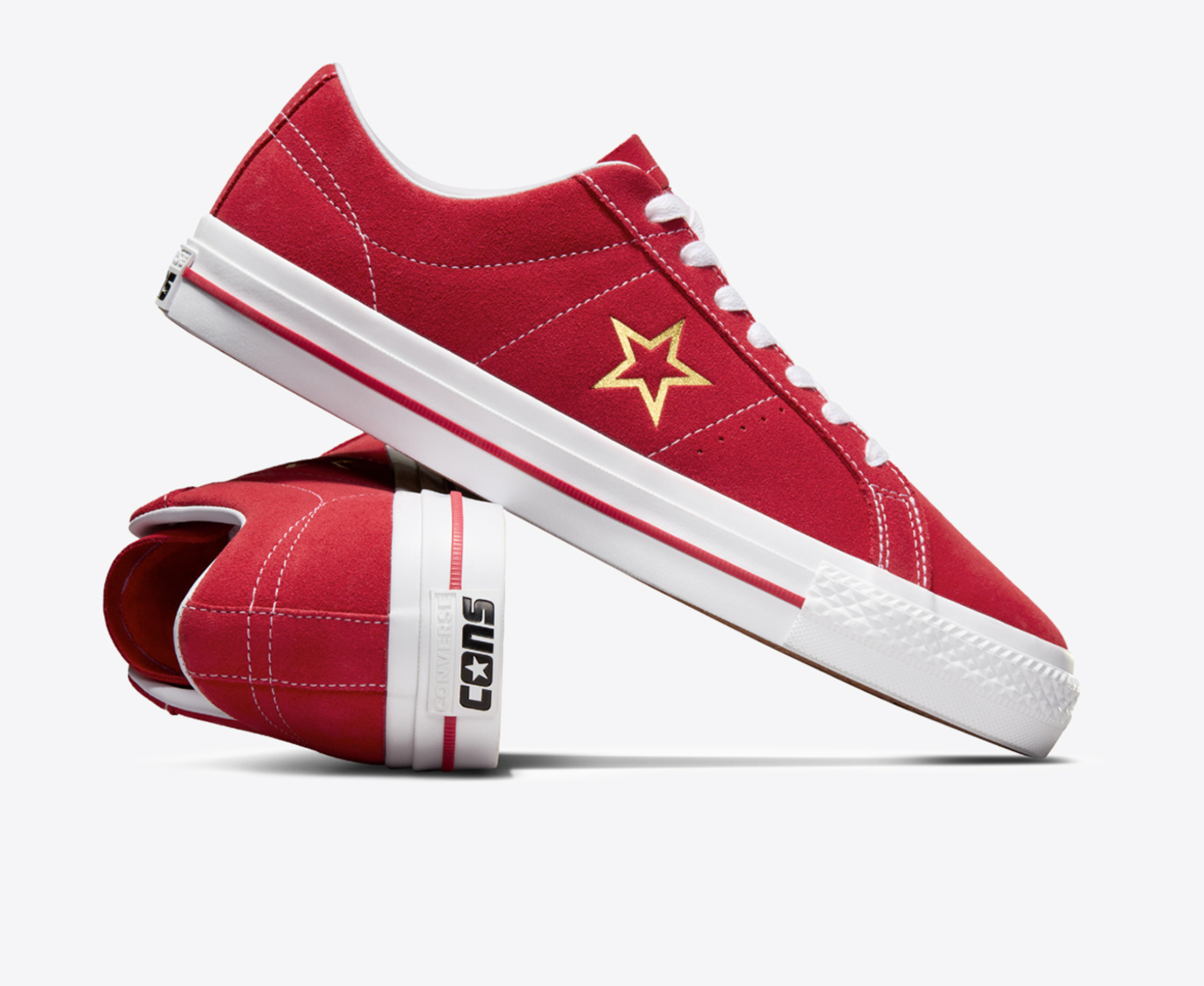 Converse ONE STAR PRO OX VARSITY RED WHITE GOLD VegNonVeg