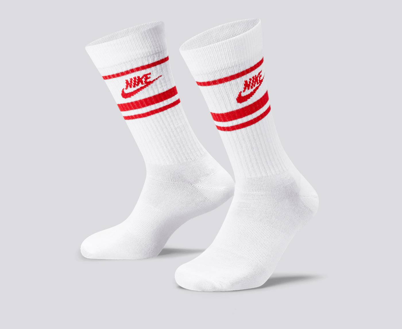 Nike NIKE SPORTSWEAR EVERYDAY ESSENTIALS CREW SOCKS 3 PAIRS WHITE UNIVERSITY RED VegNonVeg