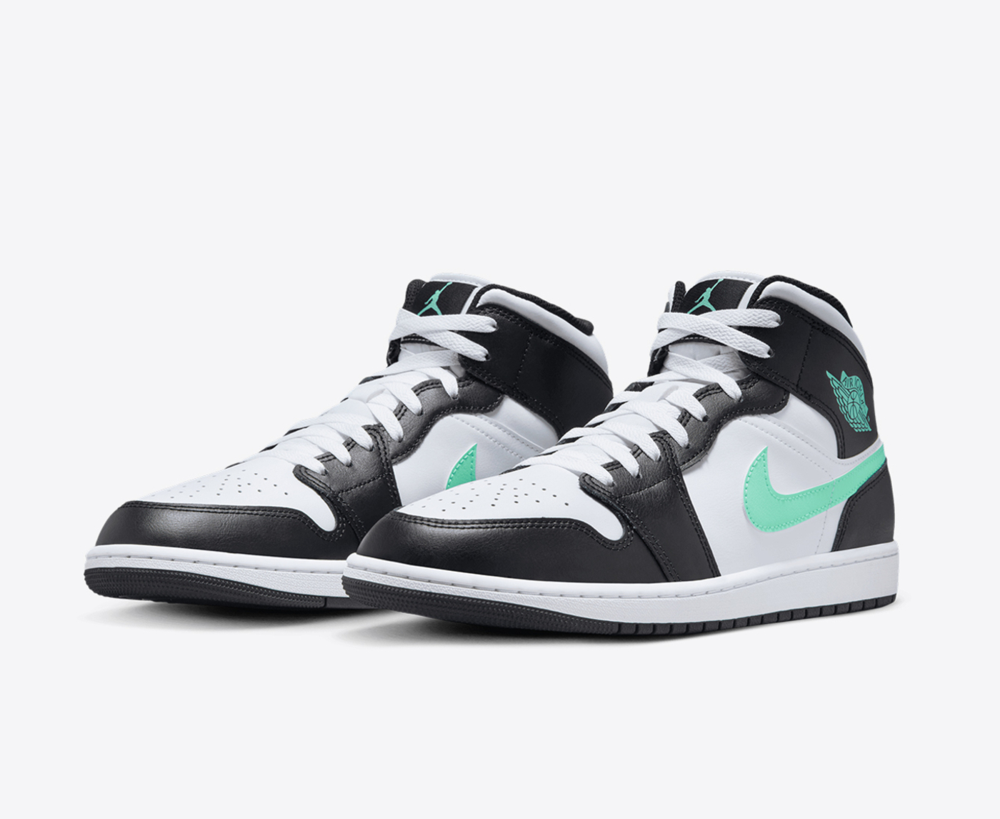 Jordan AIR JORDAN 1 MID WHITE GREEN GLOW BLACK VegNonVeg